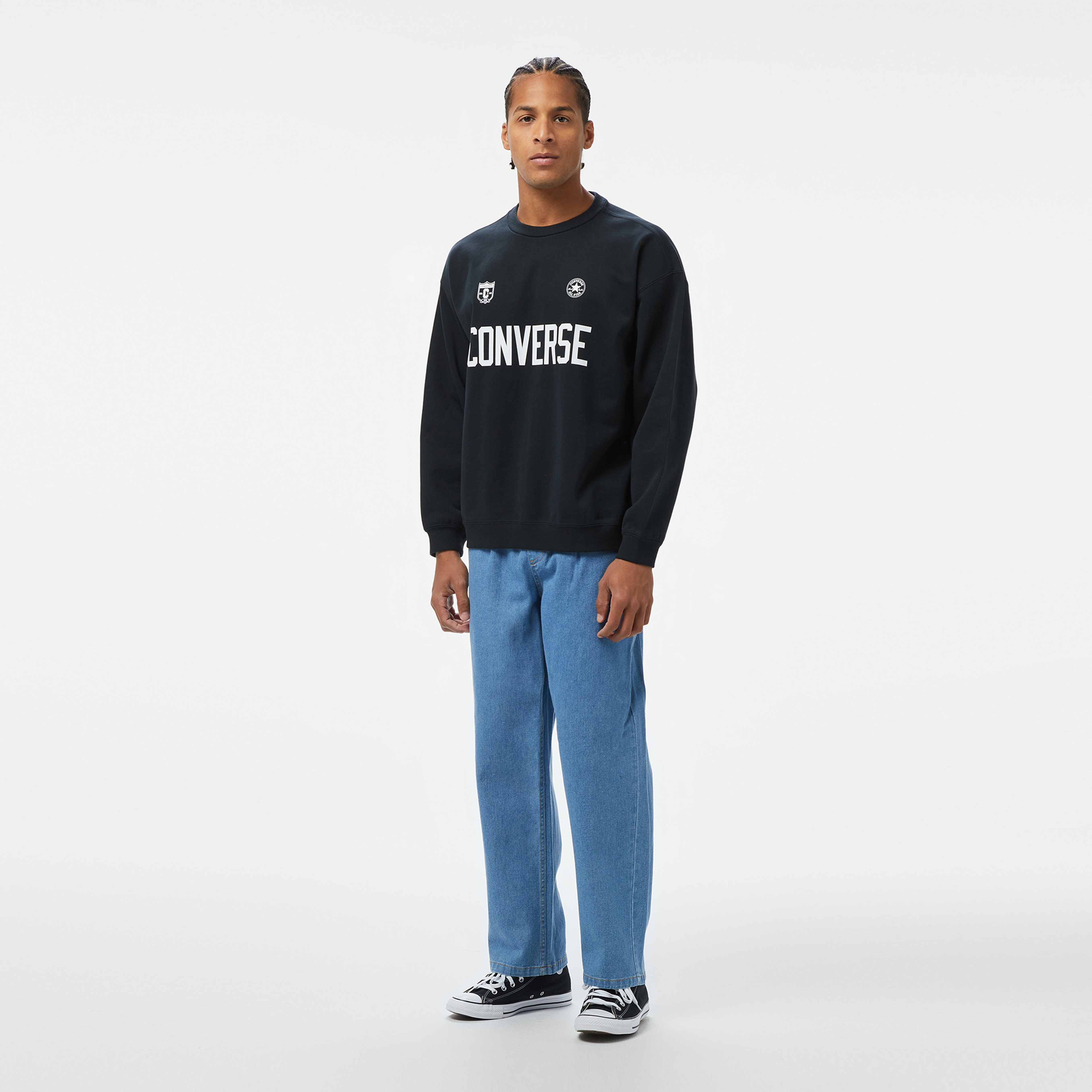 Converse Retro Chuck Soccer Crew Erkek Siyah Sweatshirt