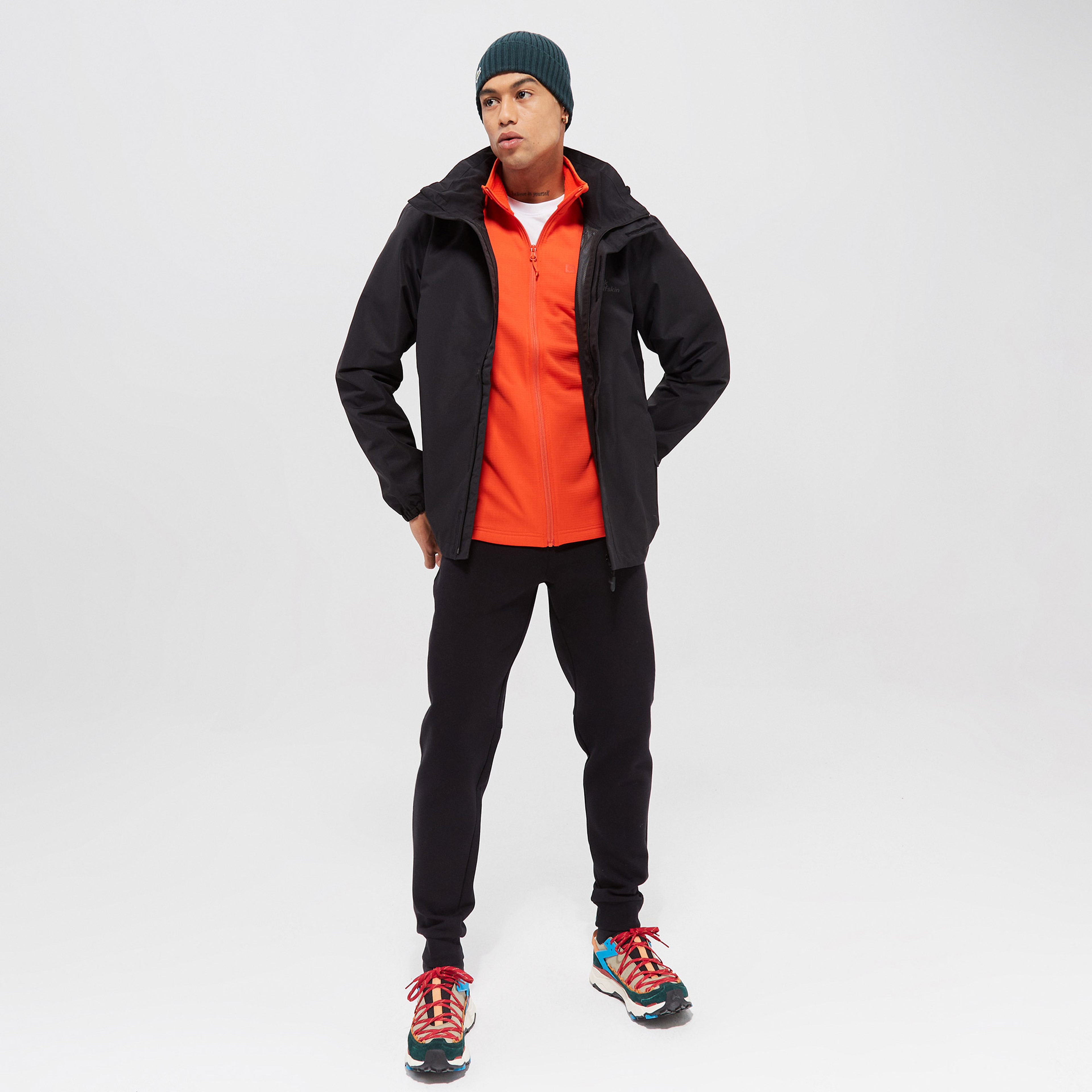 Jack Wolfskin Stormy Point 2L Erkek Siyah Su Geçirmez Mont