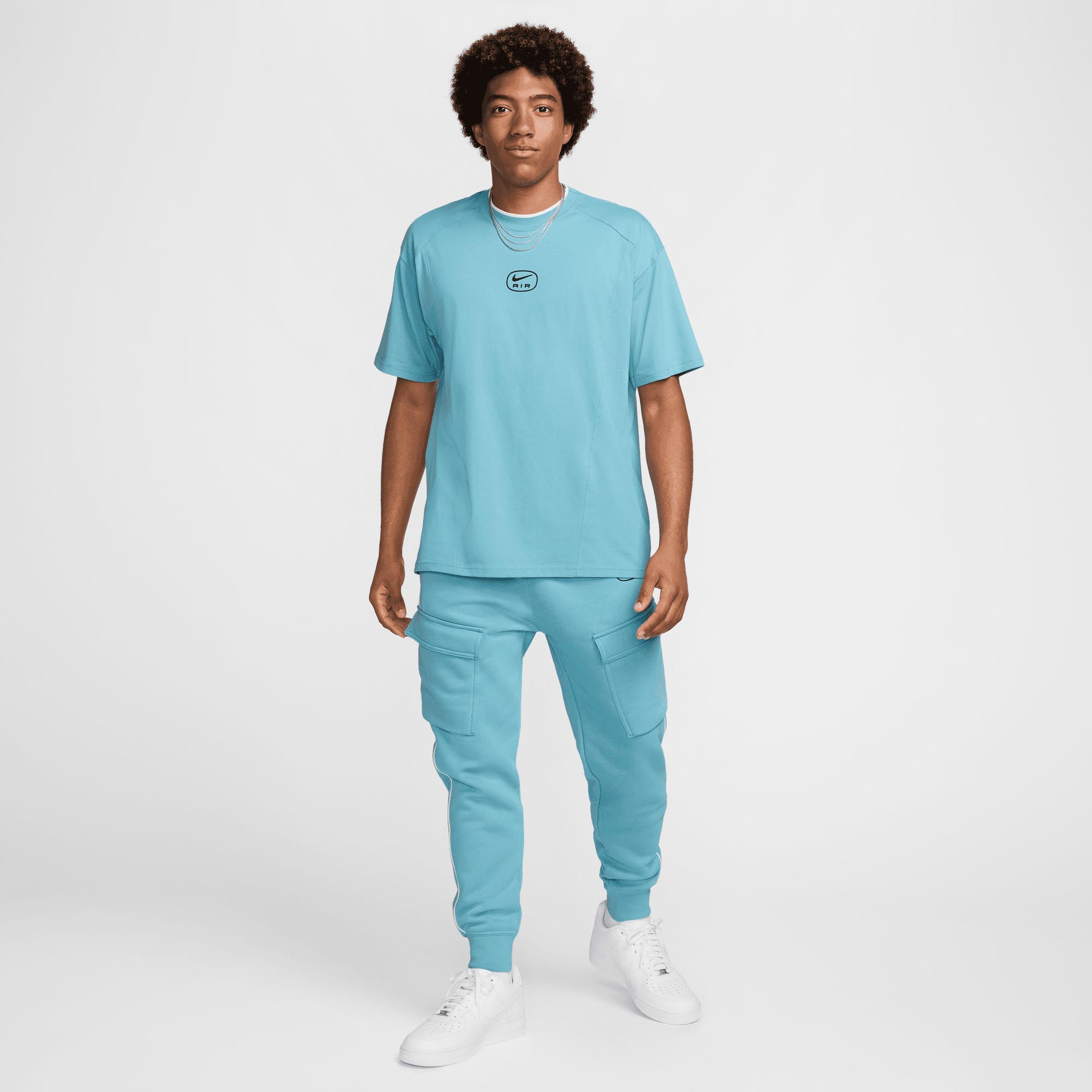 Nike Sportswear Swoosh Air Logo Erkek Mavi T-Shirt