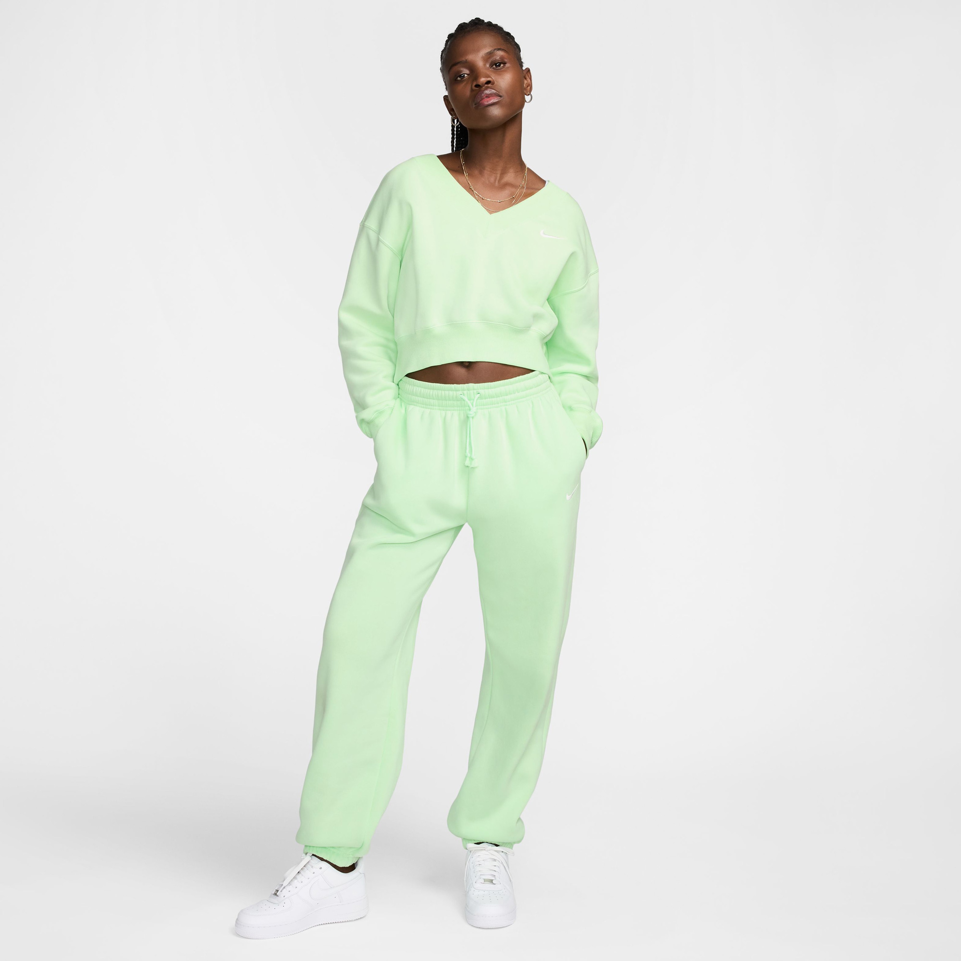 Nike Sportswear Phoenix Fleece Kadın Yeşil Sweatshirt