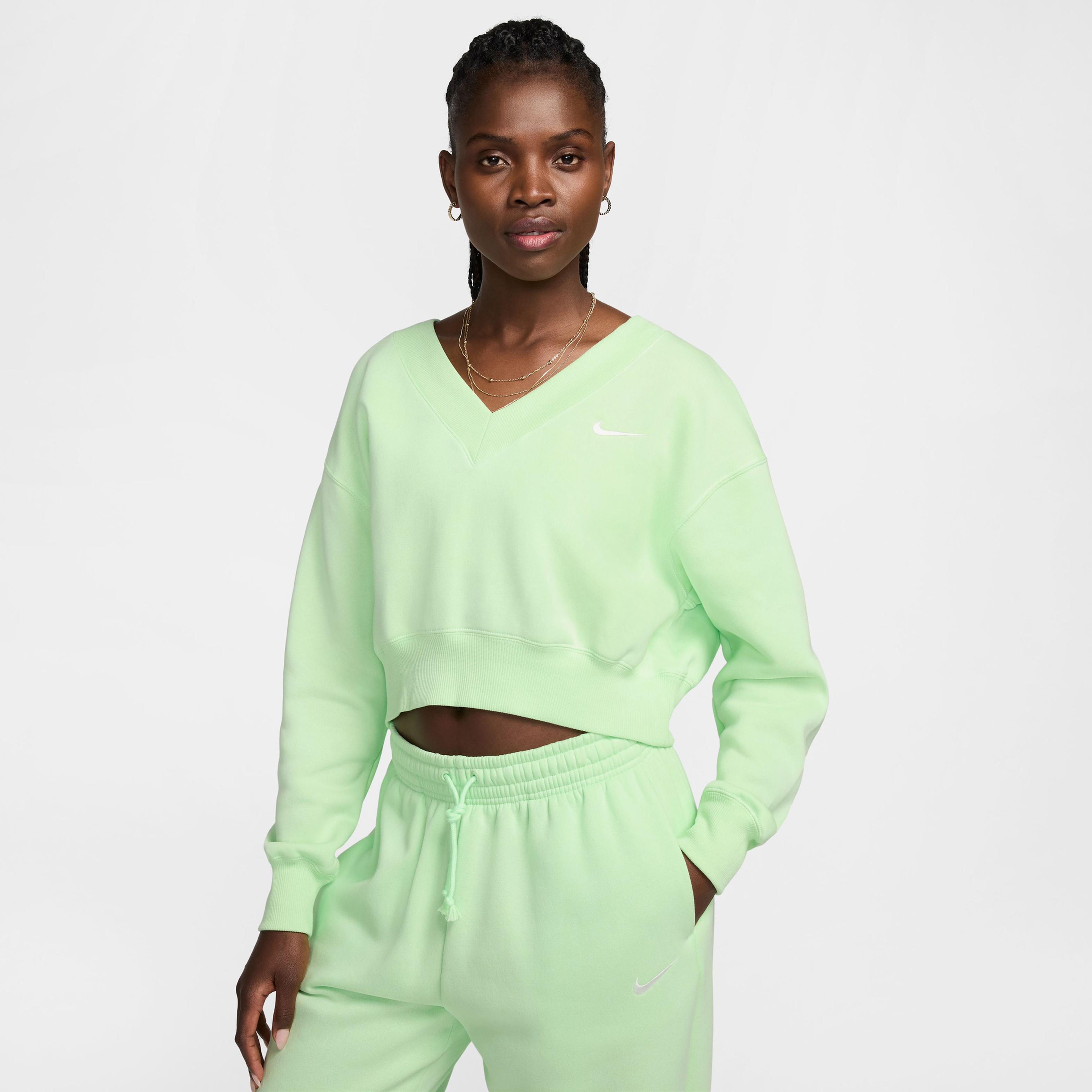 Nike Sportswear Phoenix Fleece Kadın Yeşil Sweatshirt