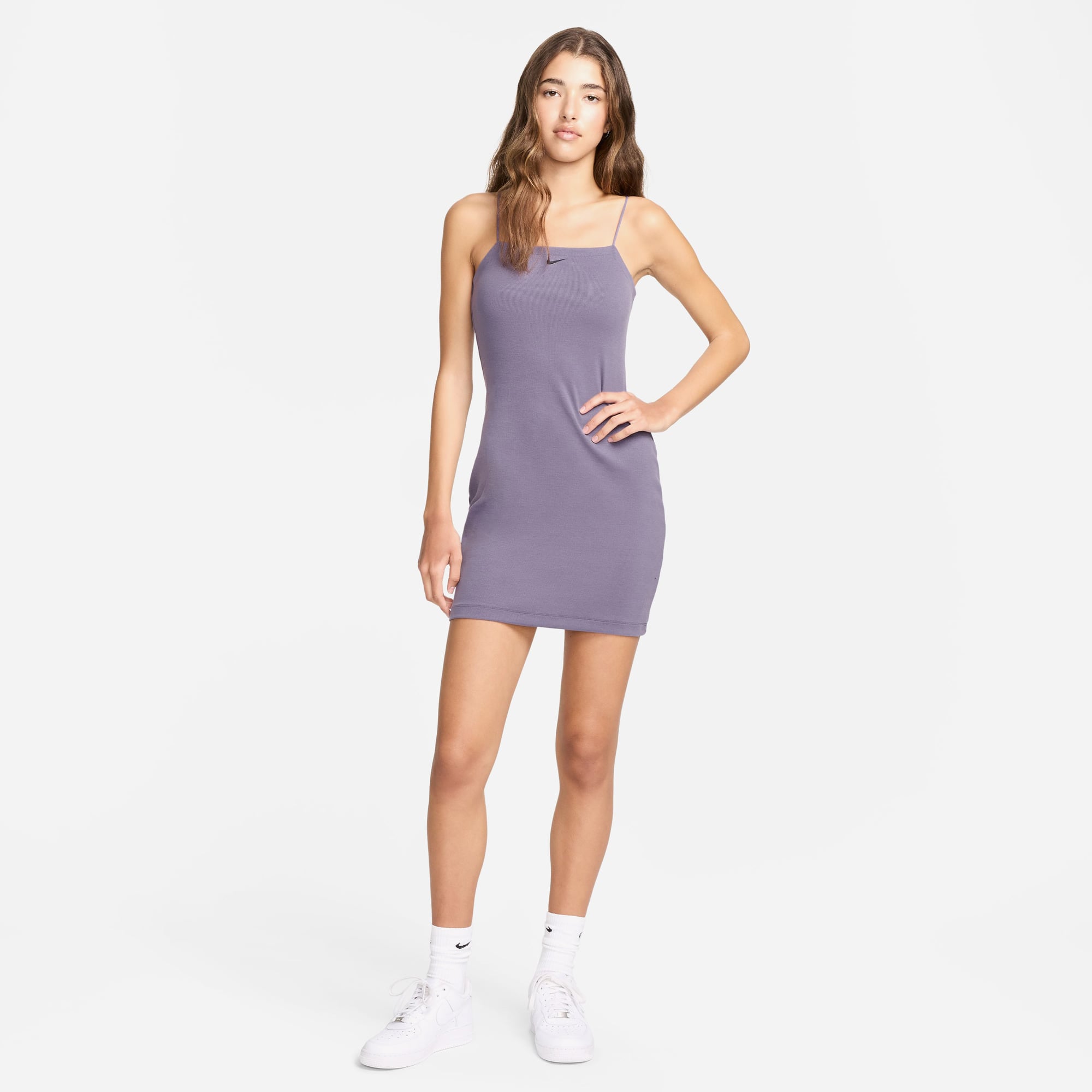 Nike Sportswear Chill Knit Kadın Mor Elbise