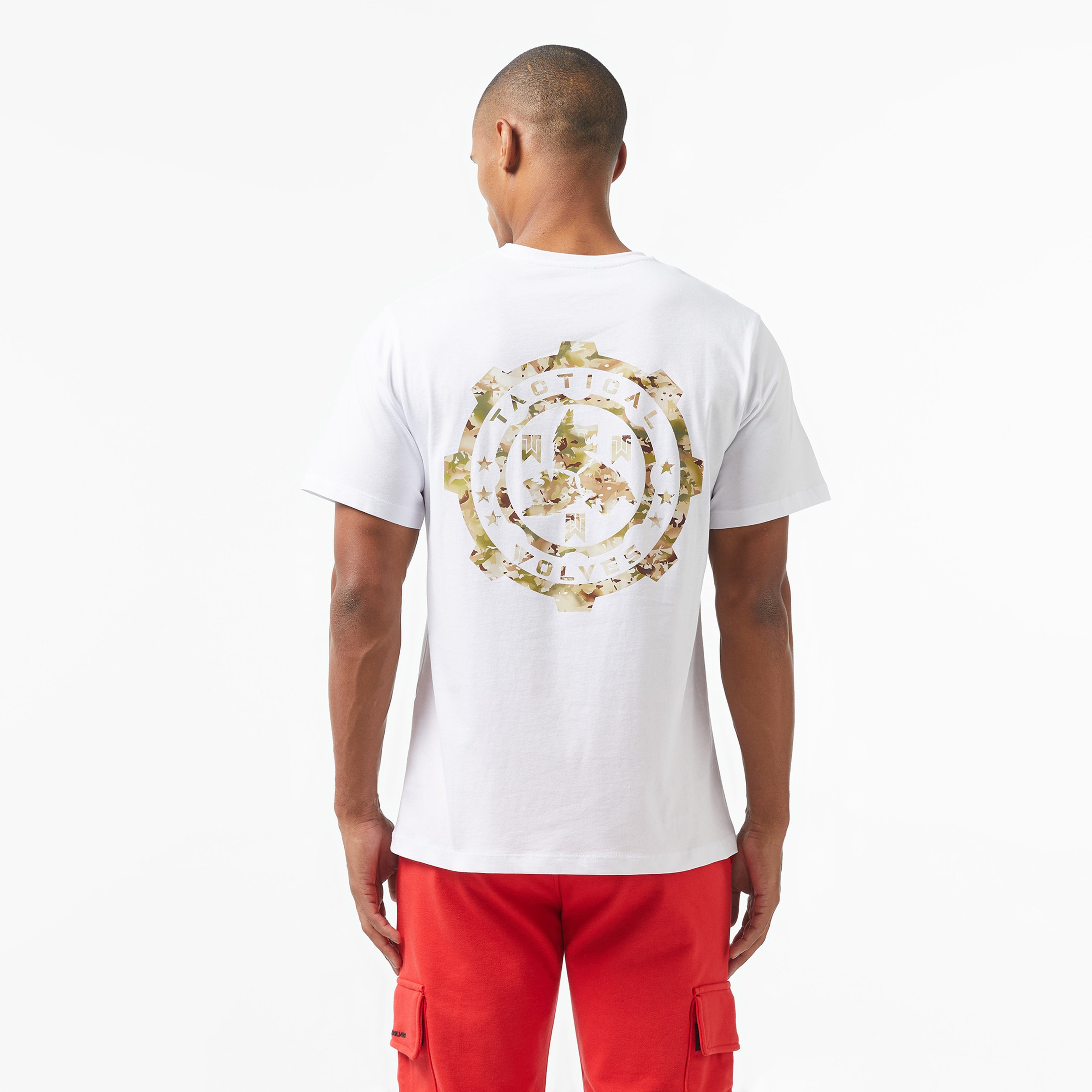 Tactical Wolves Oversize Kamuflaj Erkek Beyaz T-Shirt
