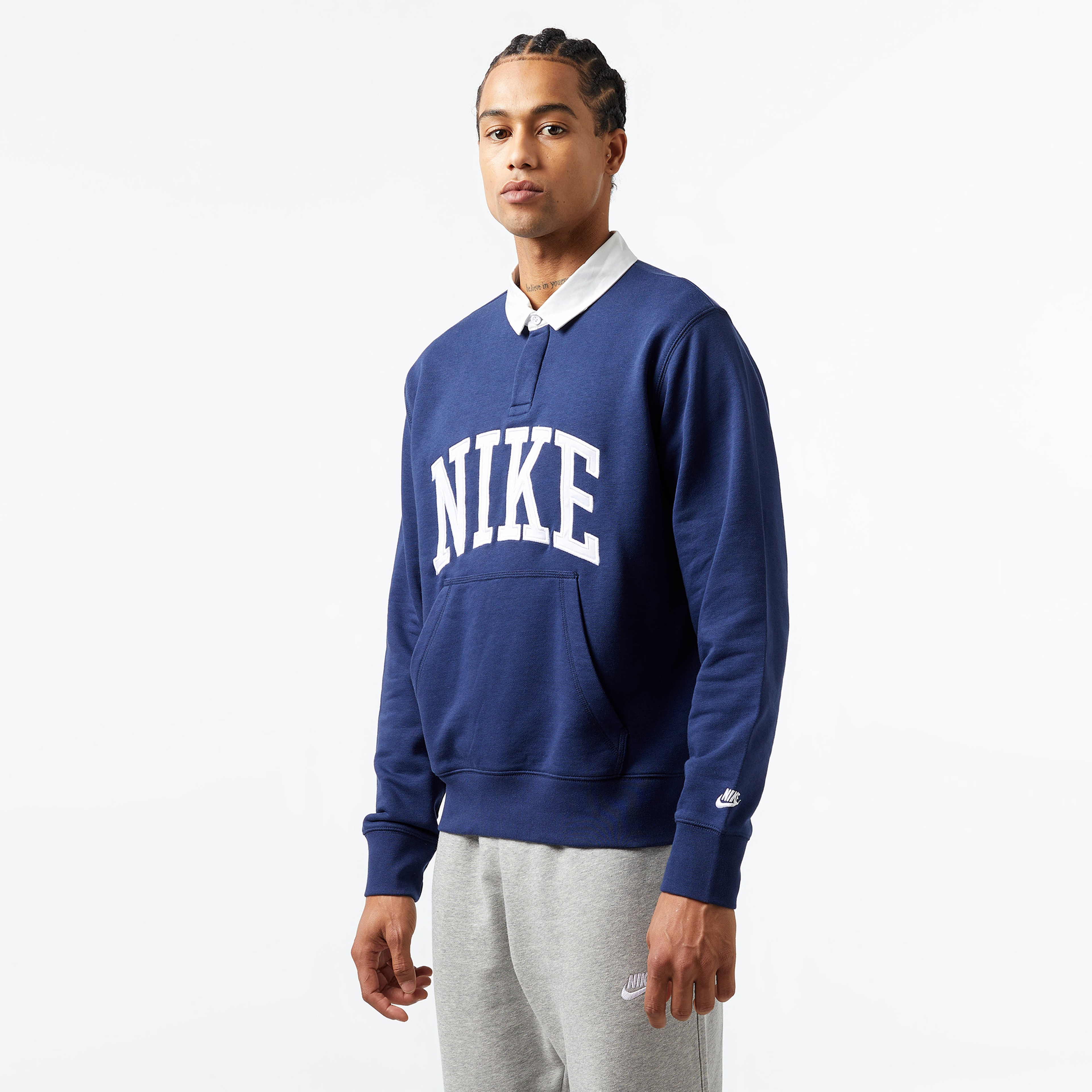 Nike Club Fleece Uzun Kollu Erkek Mavi Polo