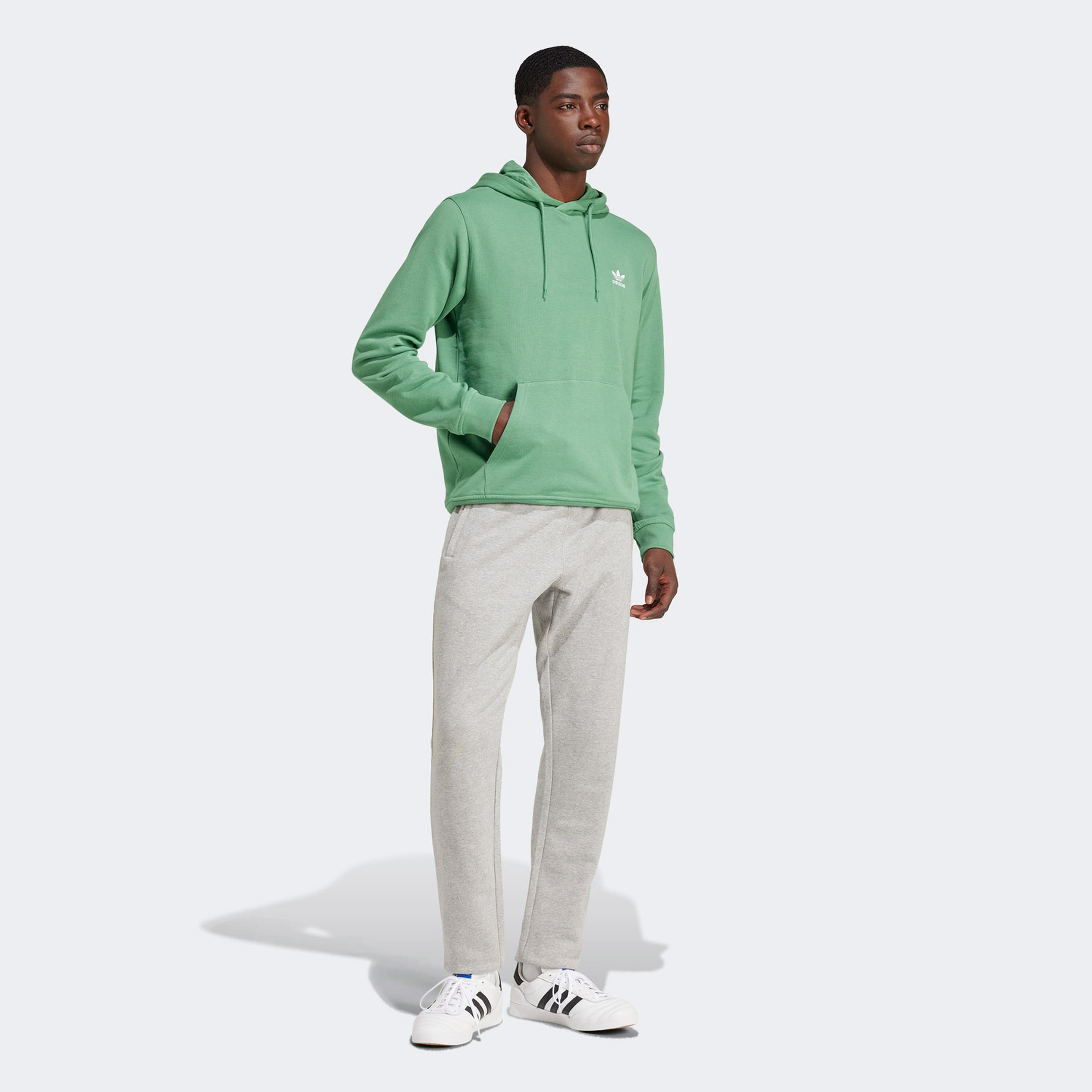 adidas Trefoil Essentials Kapüşonlu Erkek Yeşil Sweatshirt