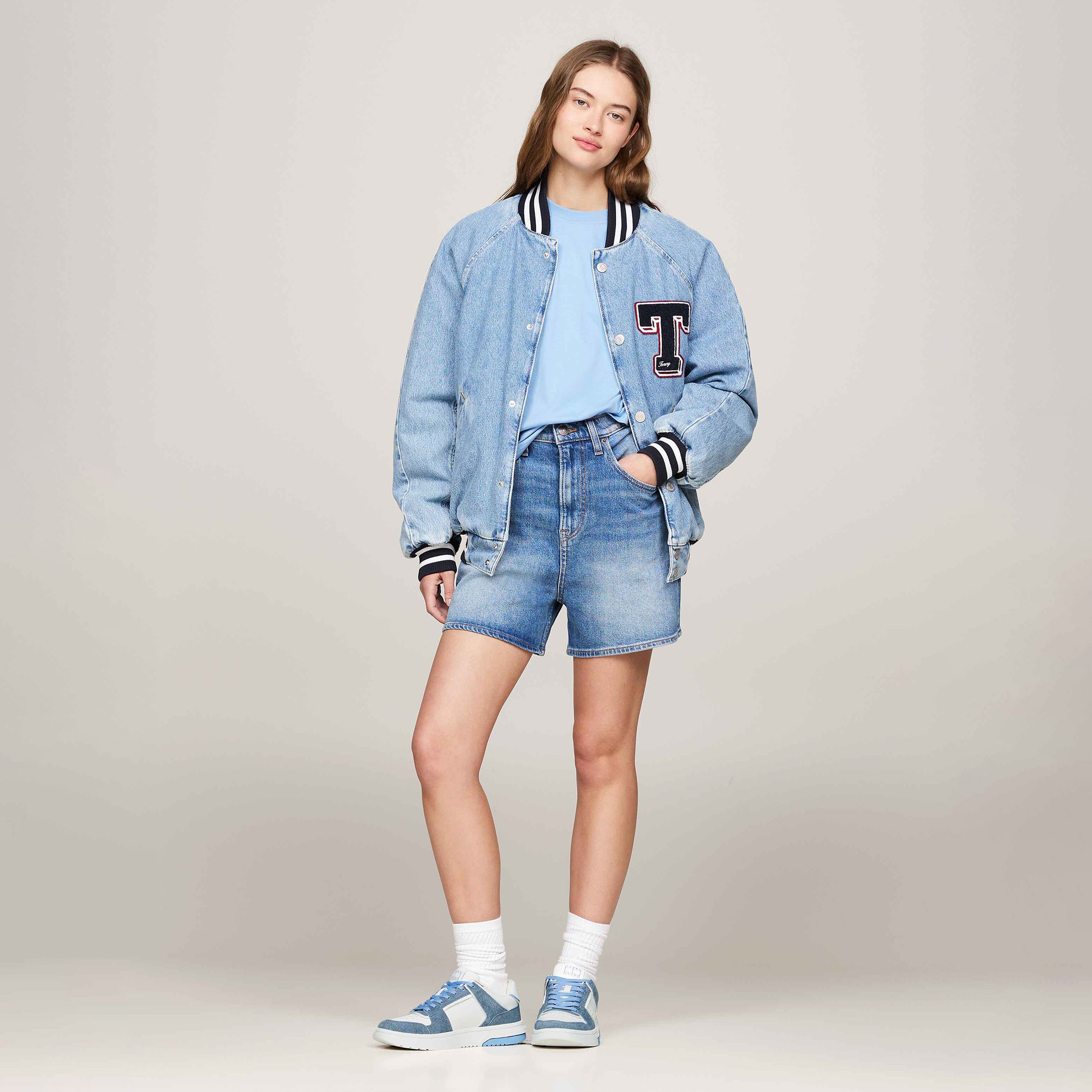 Tommy Jeans The Brooklyn Denim Leather Kadın Mavi Spor Ayakkabı