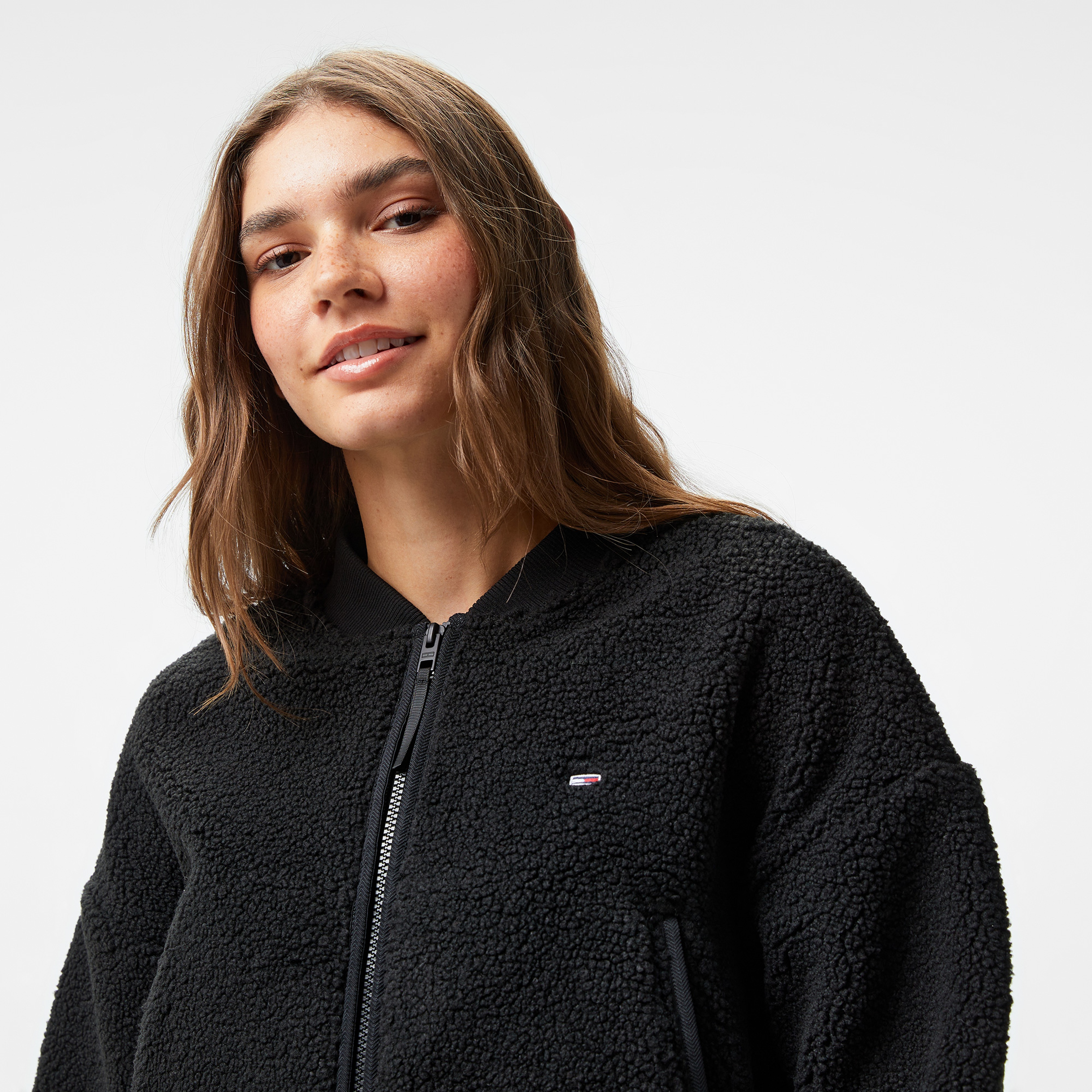 Tommy Jeans Teddy Zip Kadın Siyah Sweatshirt