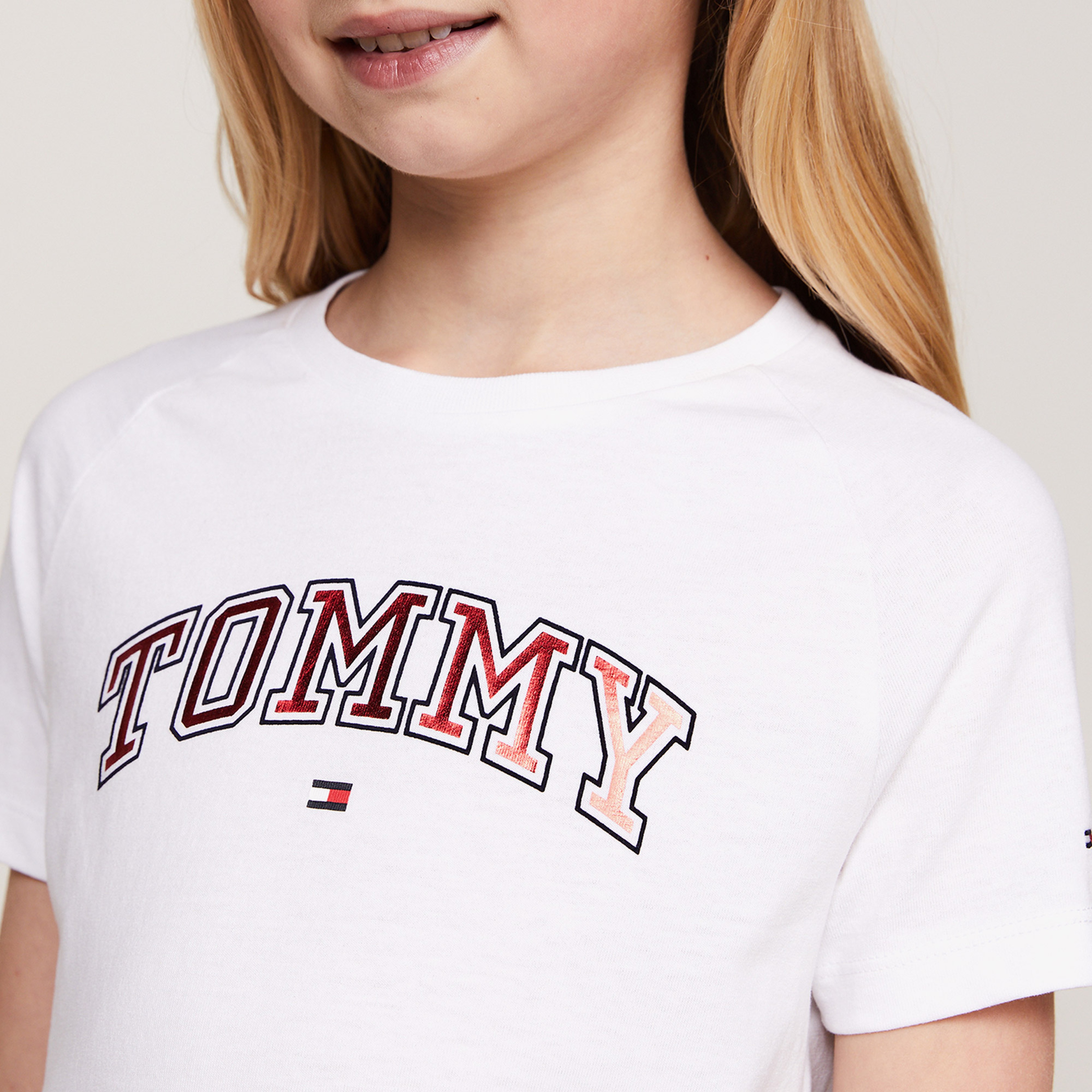 Tommy Hilfiger Varsiy Foil Çocuk Beyaz T-Shirt