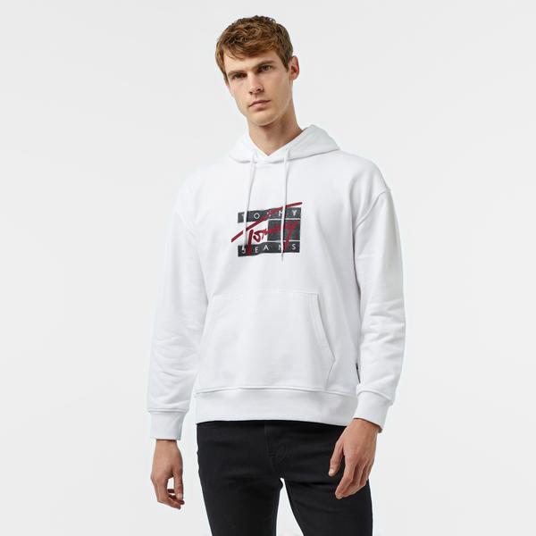 Tommy Jeans Rlx Graffiti Signature Erkek Beyaz Sweatshirt