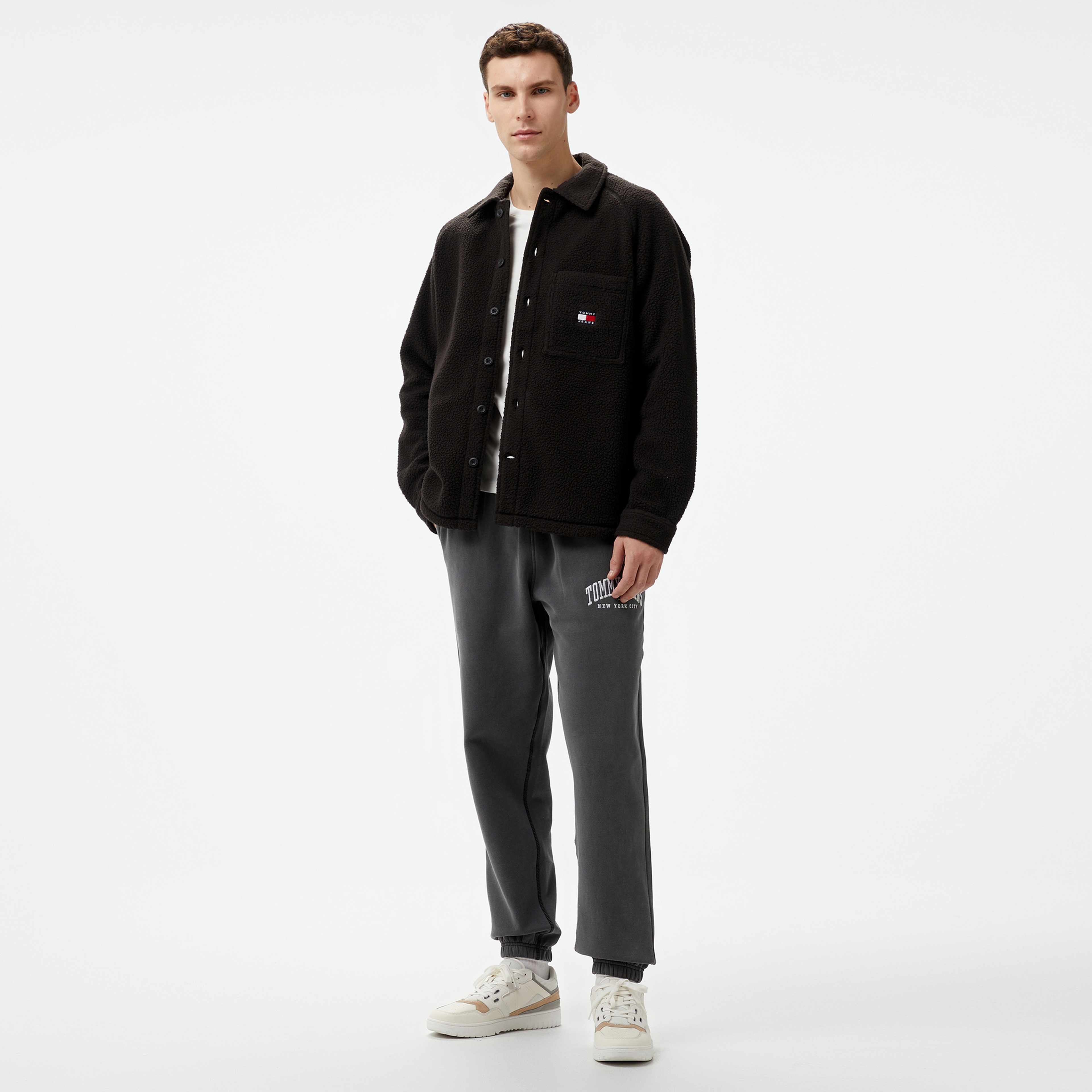 Tommy Jeans Badge Teddy Erkek Siyah Gömlek