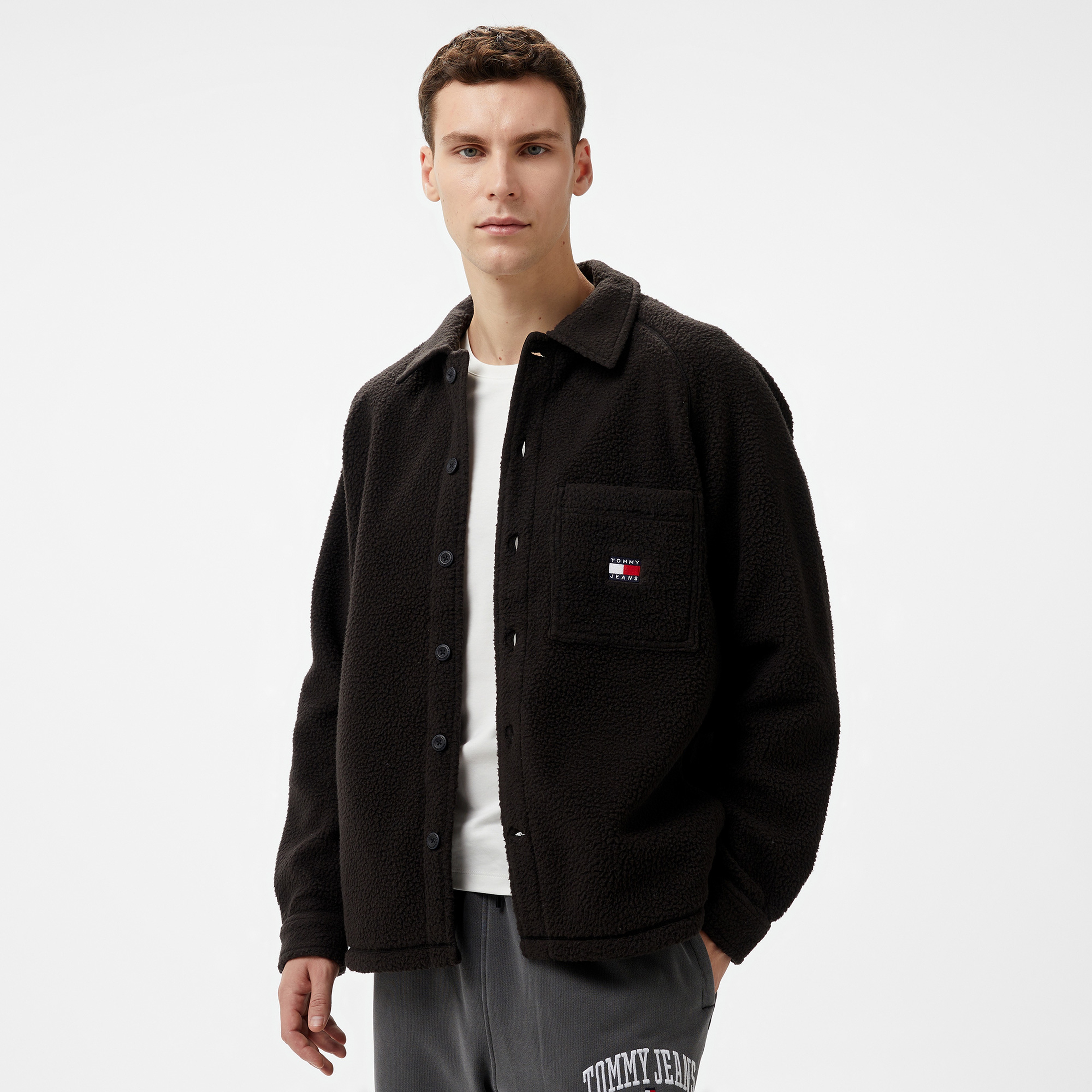 Tommy Jeans Badge Teddy Erkek Siyah Gömlek