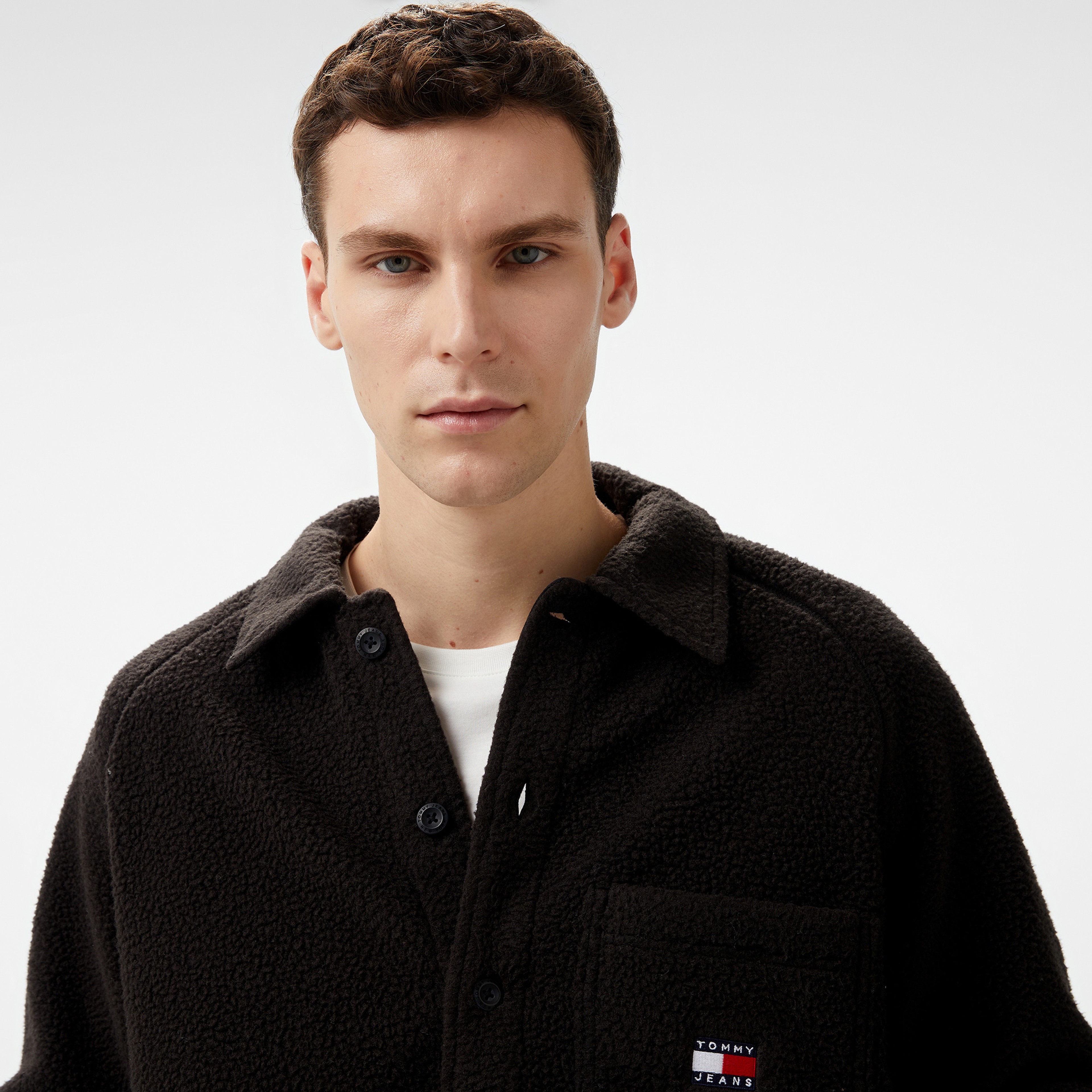 Tommy Jeans Badge Teddy Erkek Siyah Gömlek