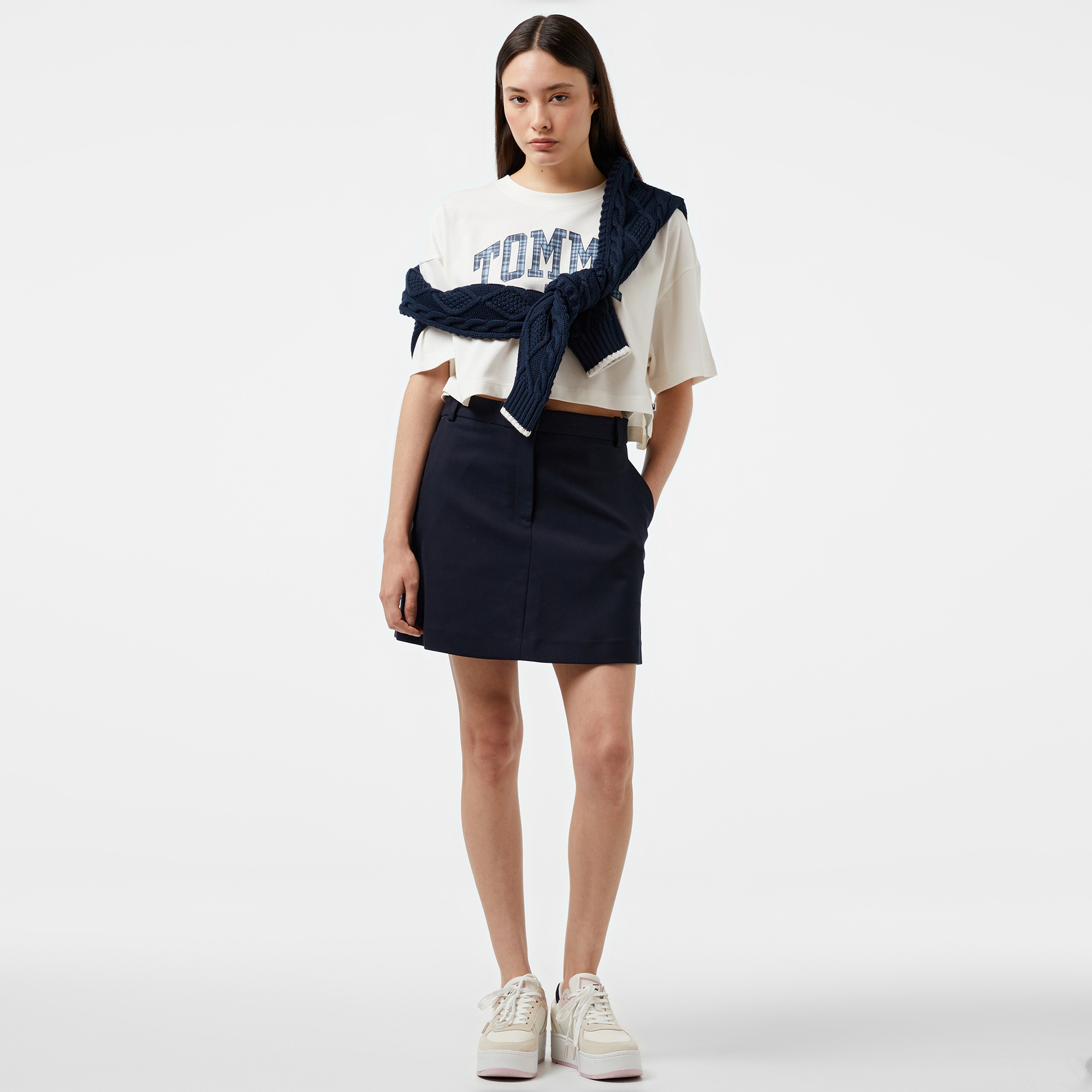 Tommy Jeans Ovs Crp Prep Explo Kadın Beyaz T-Shirt