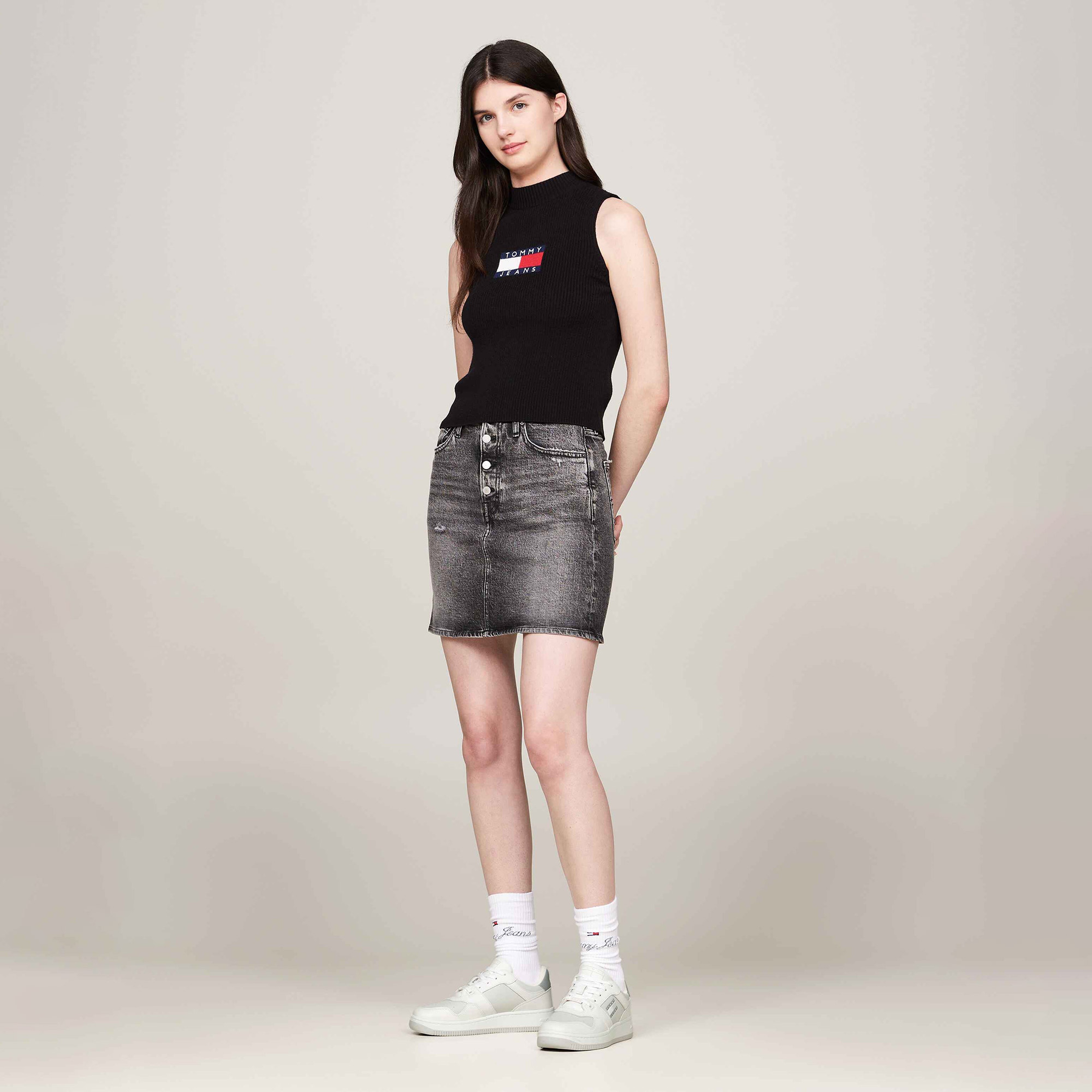 Tommy Jeans Retro Basket Tonal Kadın Gri Spor Ayakkabı