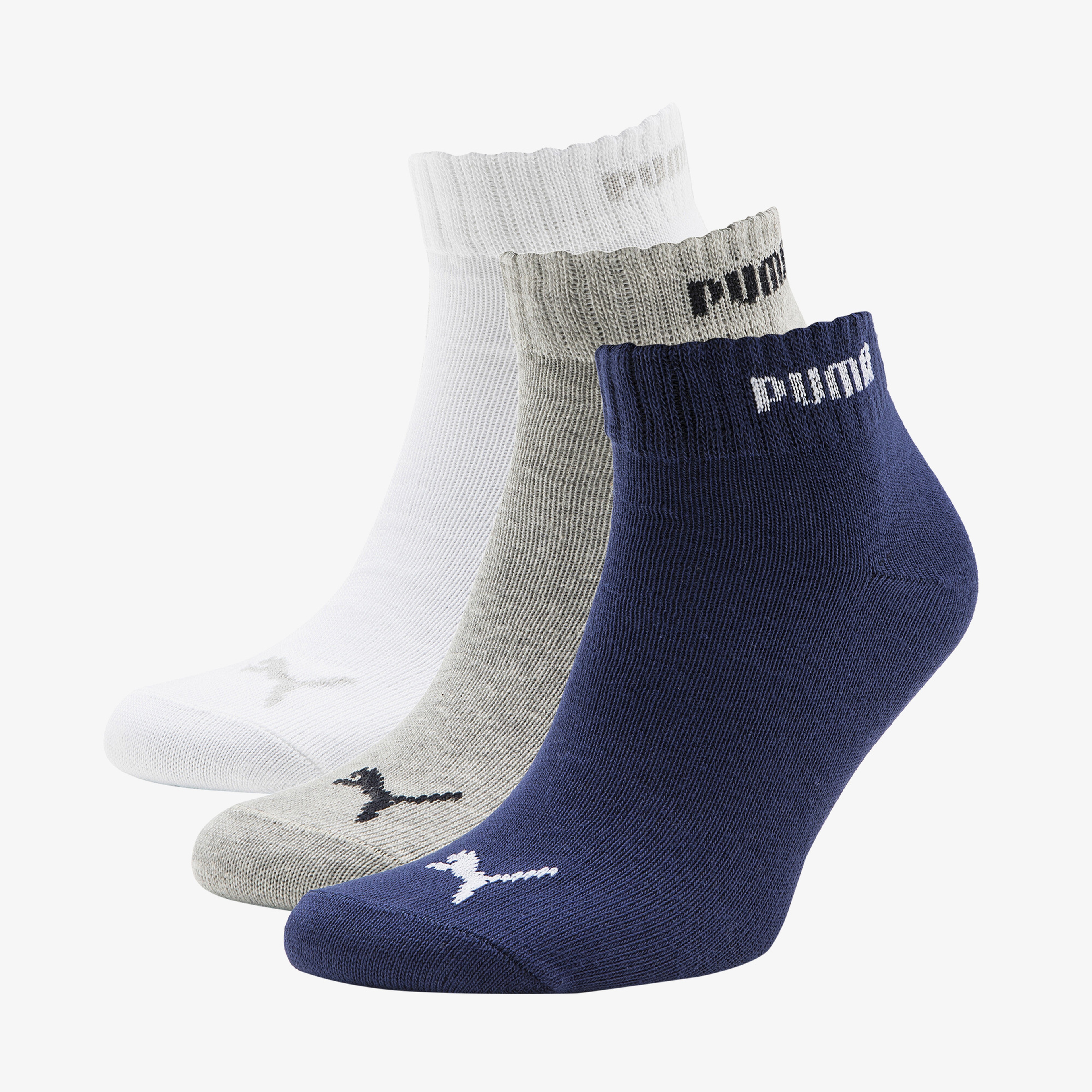 Puma Quarter-V 3'lü Unisex Lacivert/Gri/Beyaz Çorap