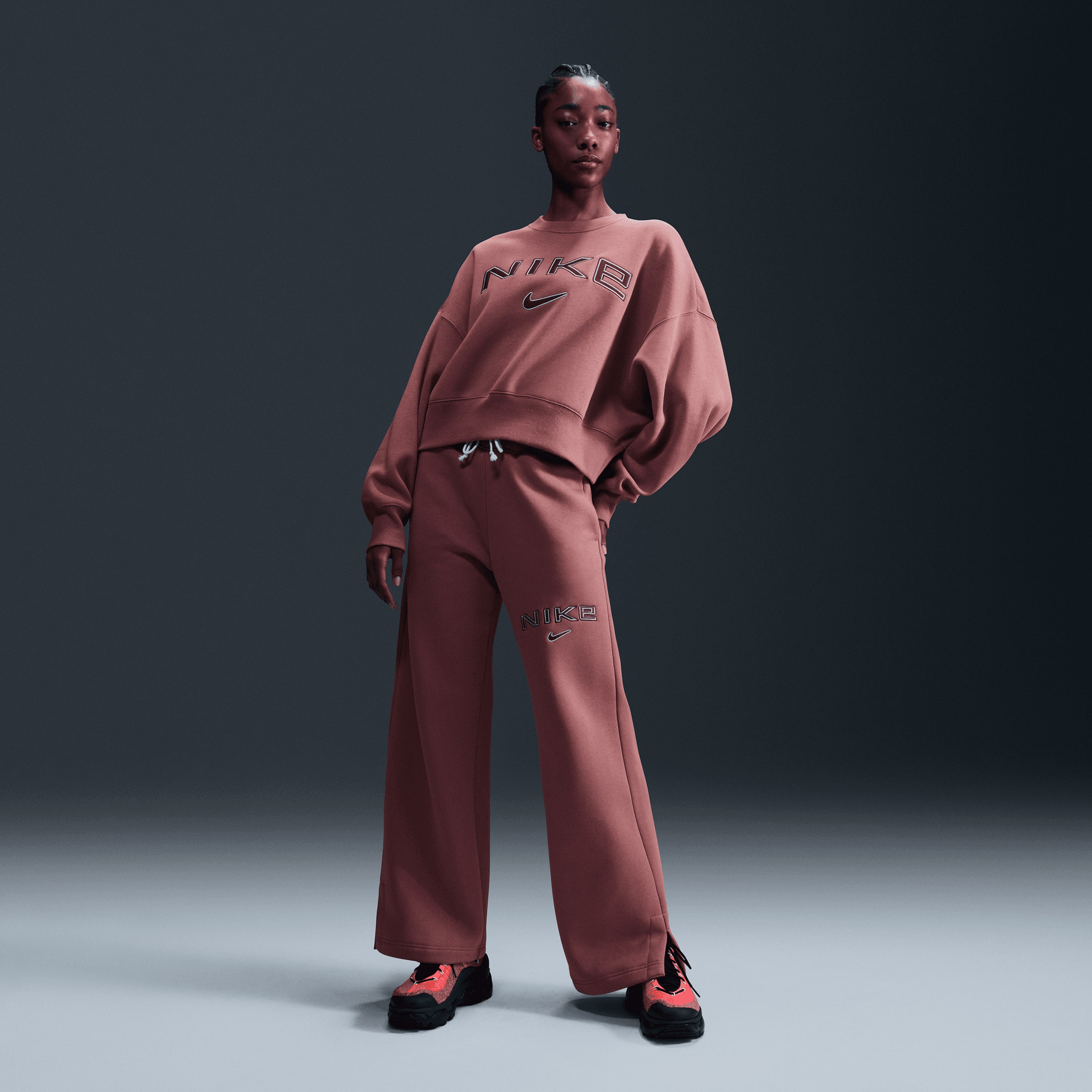 Nike Sportswear Phoenix Fleece Kadın Pembe Sweatshirt