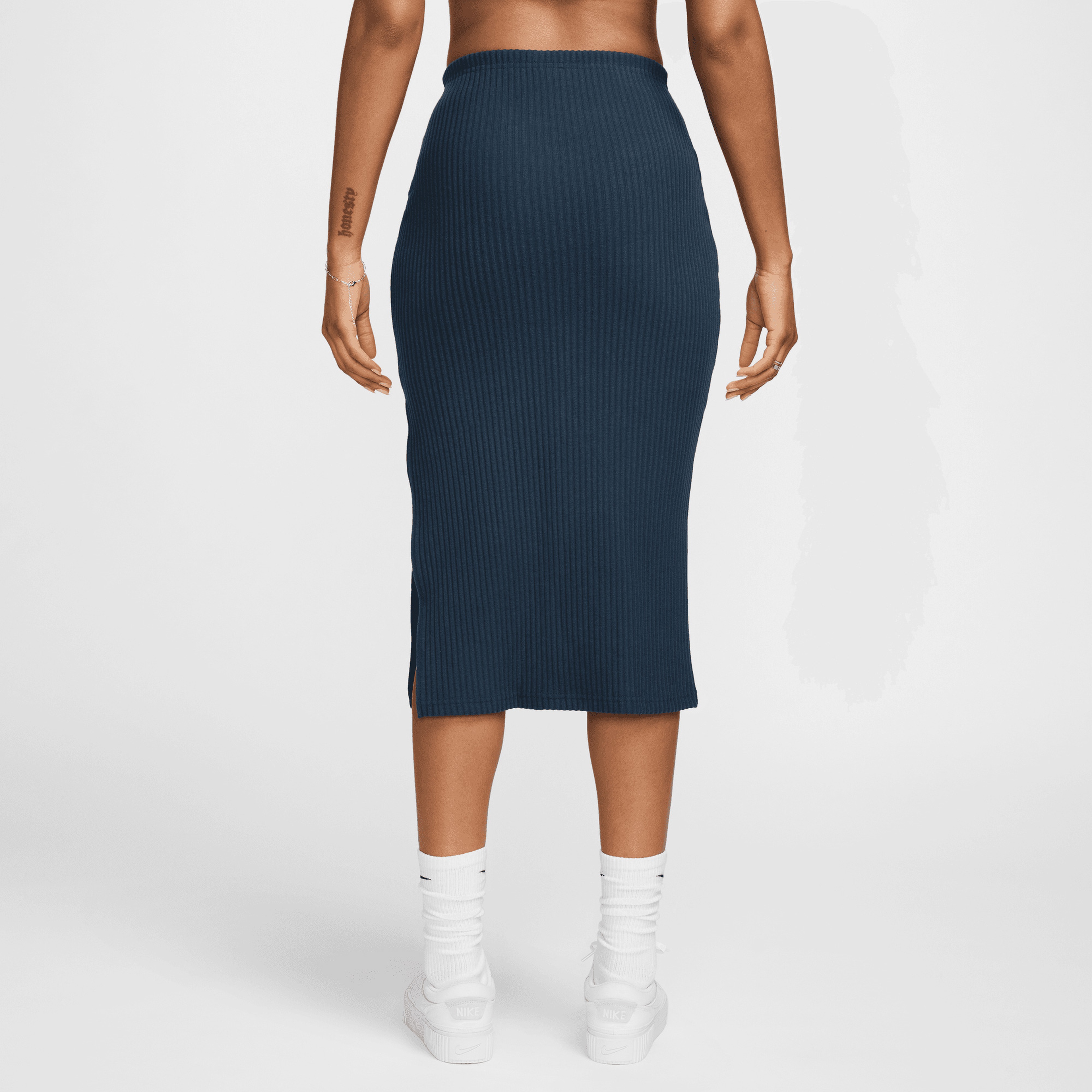 Nike Sportswear Chill Rib Kadın Mavi Slim Midi Etek