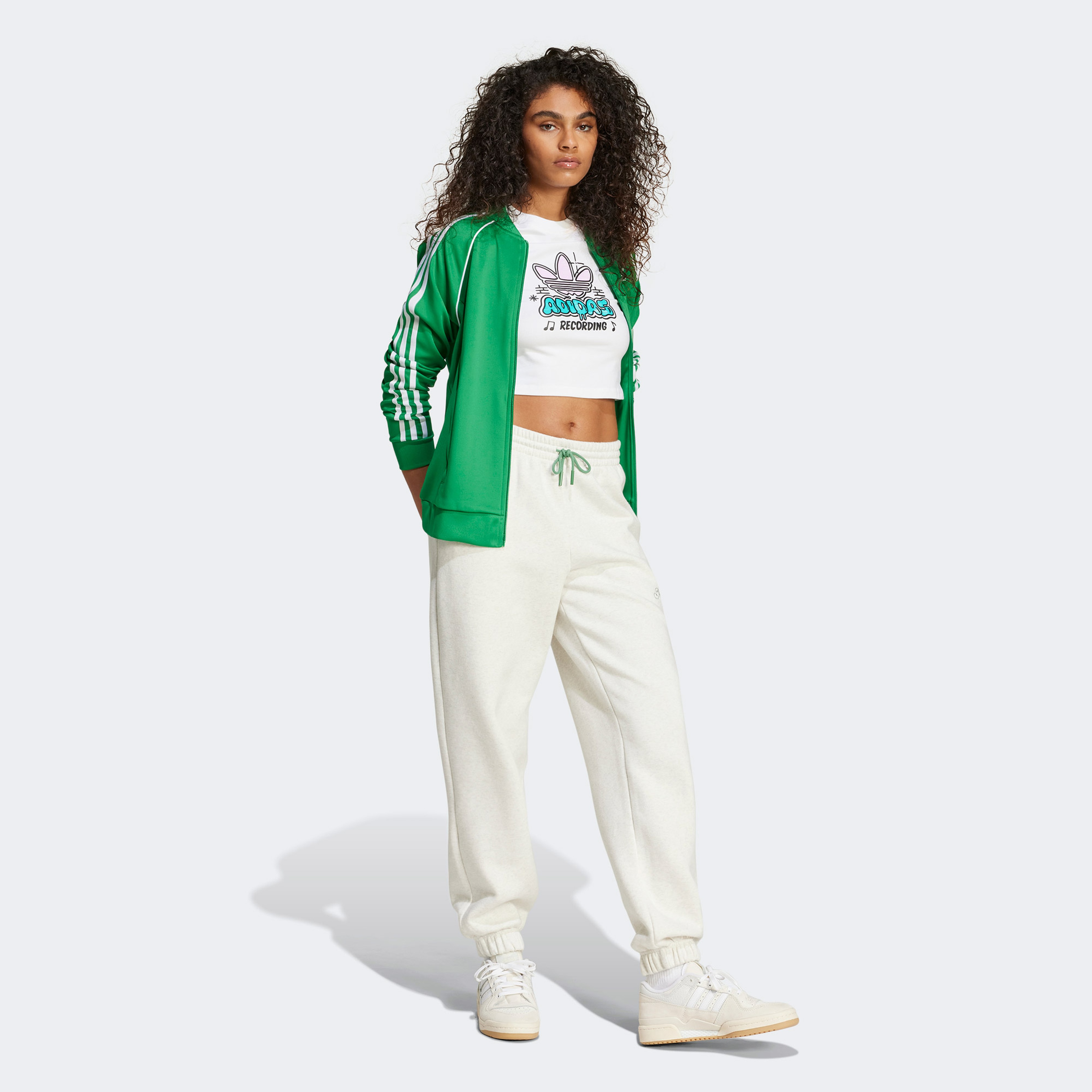 adidas Graphic Fleece Kadın Beyaz Eşofman Altı