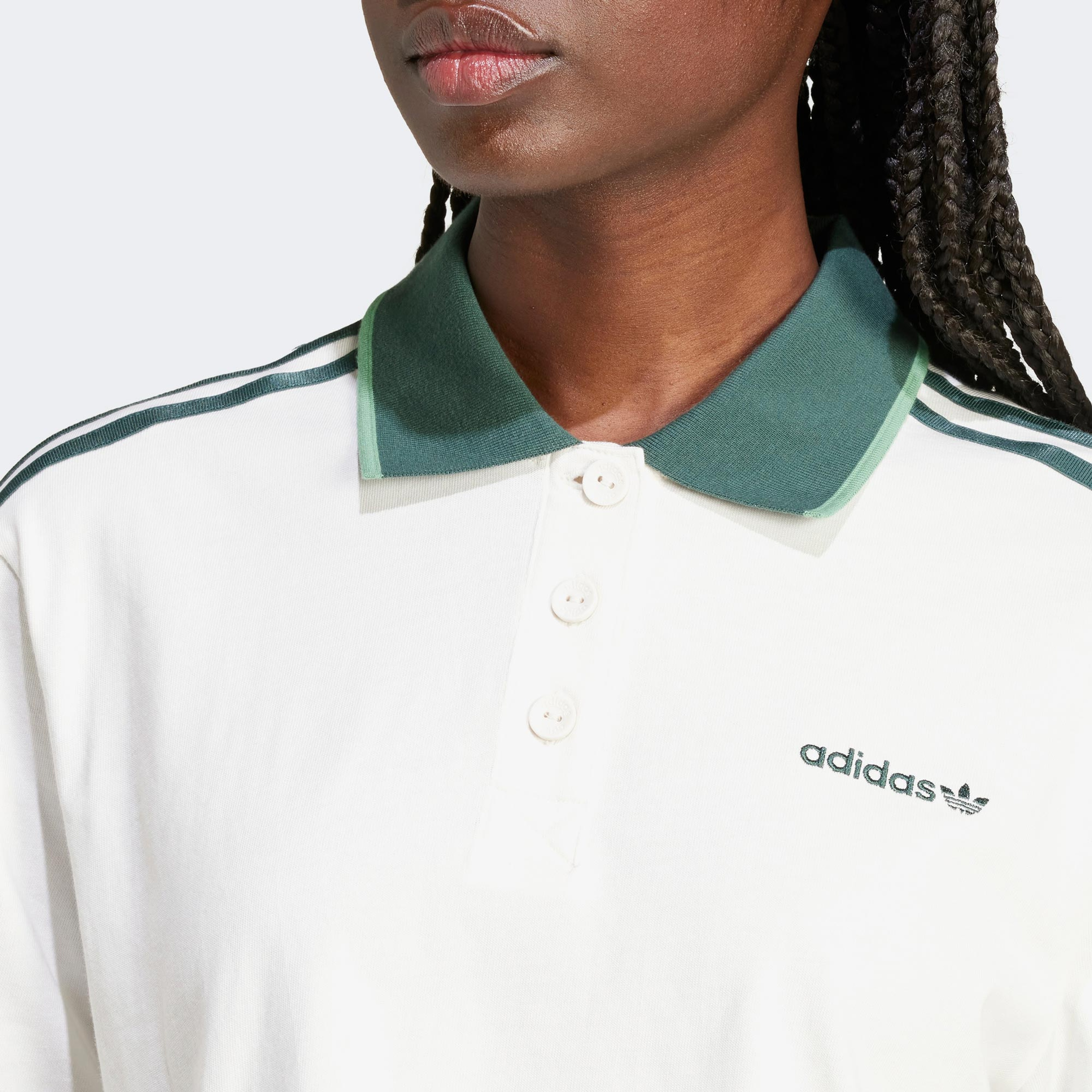 adidas Loose Kadın Beyaz Crop Polo