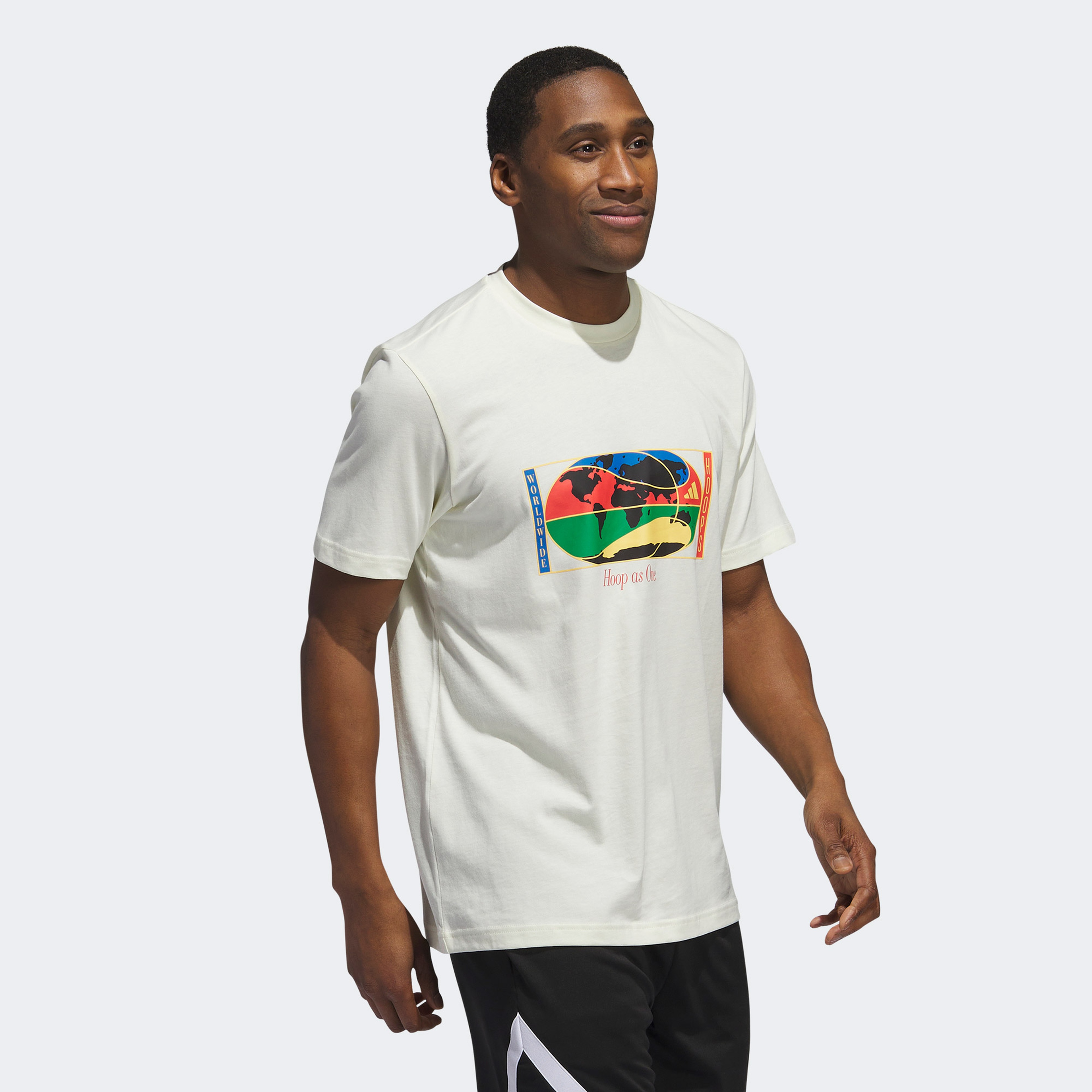 adidas Worldwide Hoops Global Graphic Erkek Bej T-Shirt