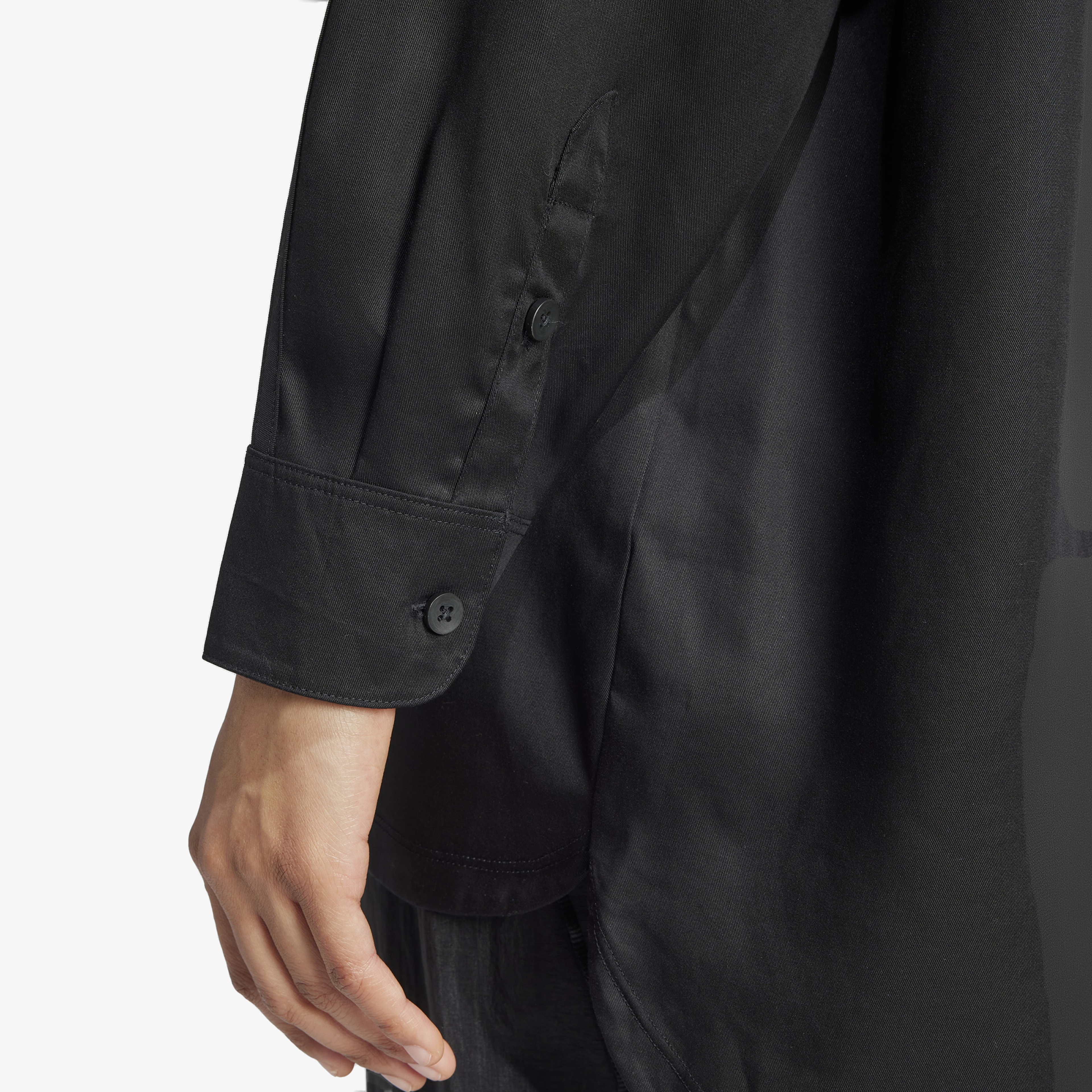adidas Poplin Loose Fit 3-Stripes Kadın Siyah Gömlek