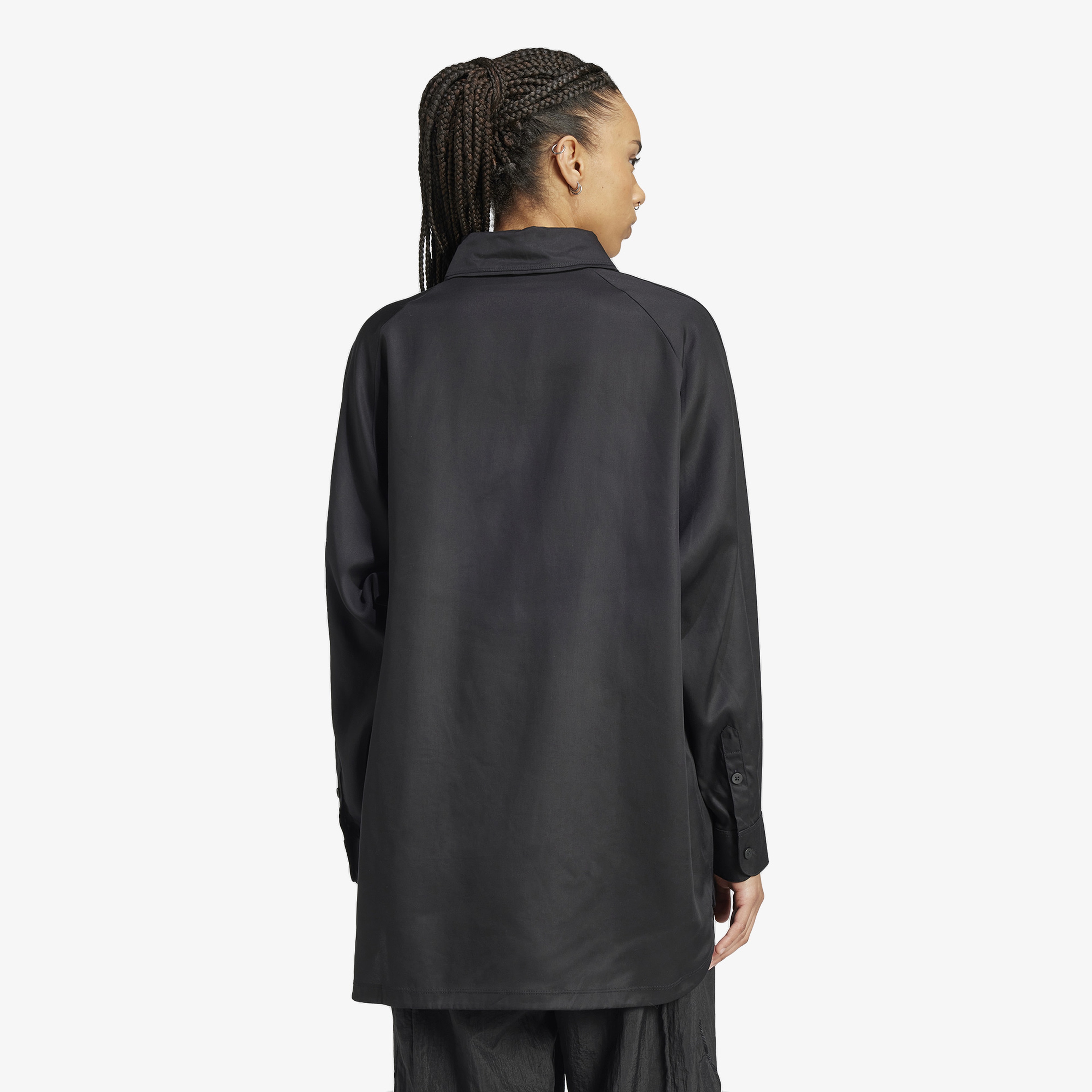 adidas Poplin Loose Fit 3-Stripes Kadın Siyah Gömlek