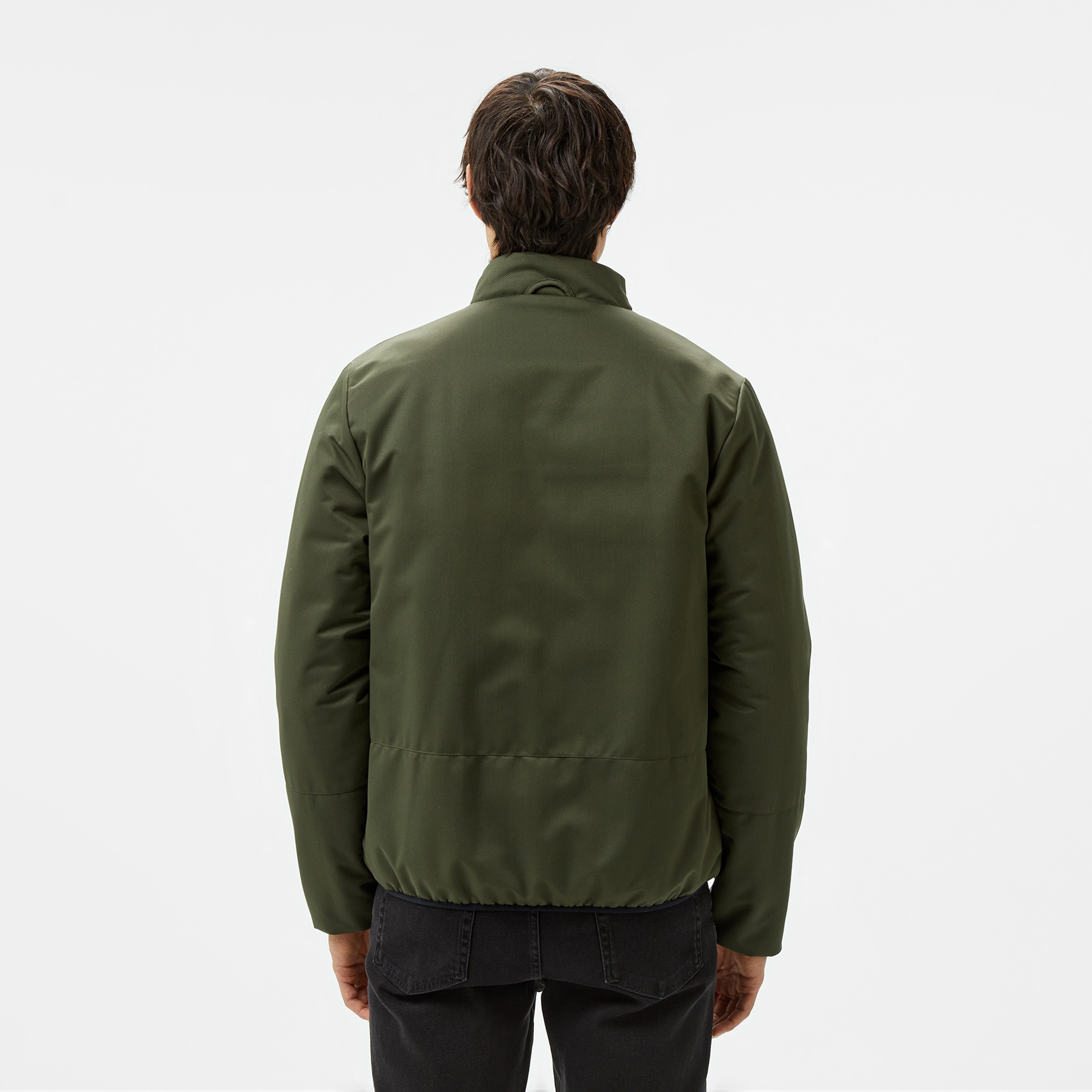 Erkek Regular Fit Dik Yaka Çift Taraflı Siyah Mont