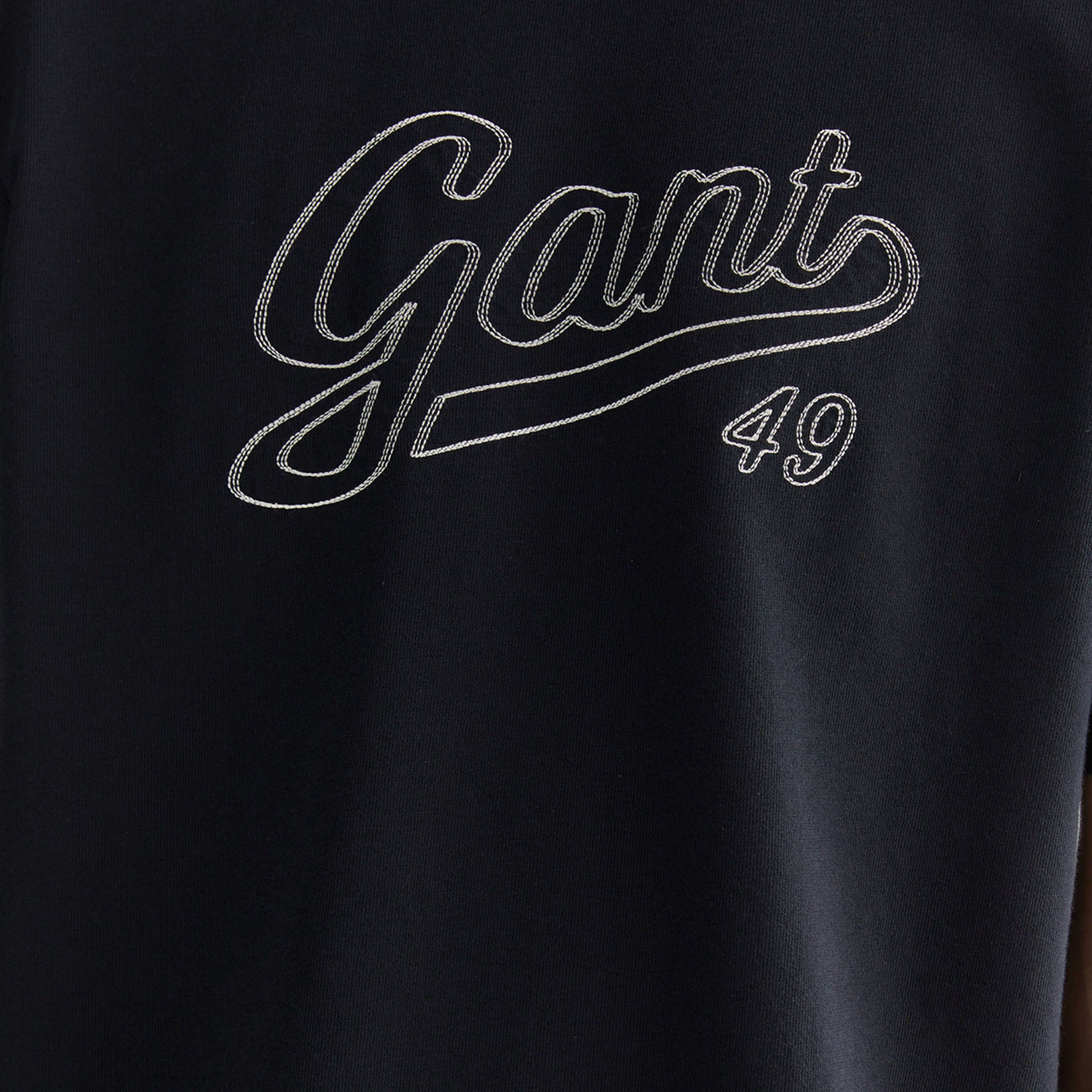 GANT Erkek Siyah Relaxed Fit Bisiklet Yaka Logolu T-Shirt