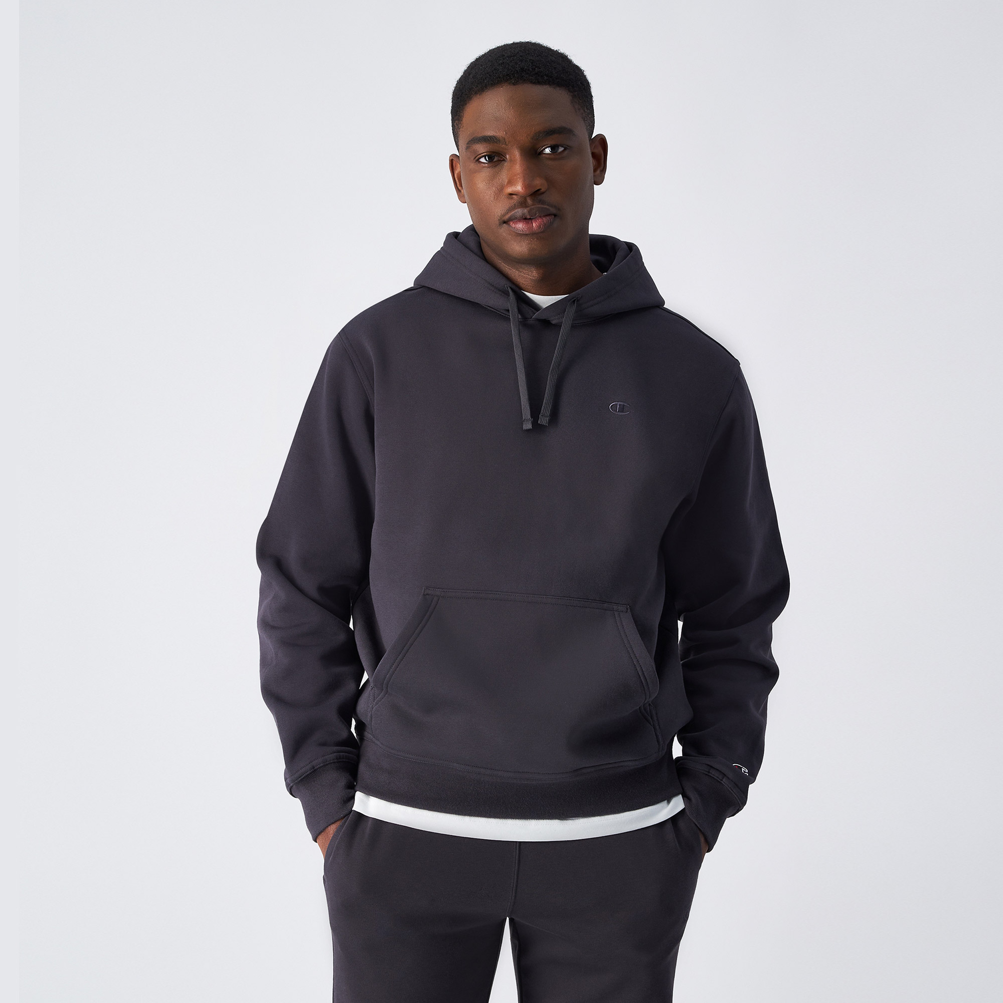 Champion Tonal Logo Fleece Erkek Siyah Hoodie