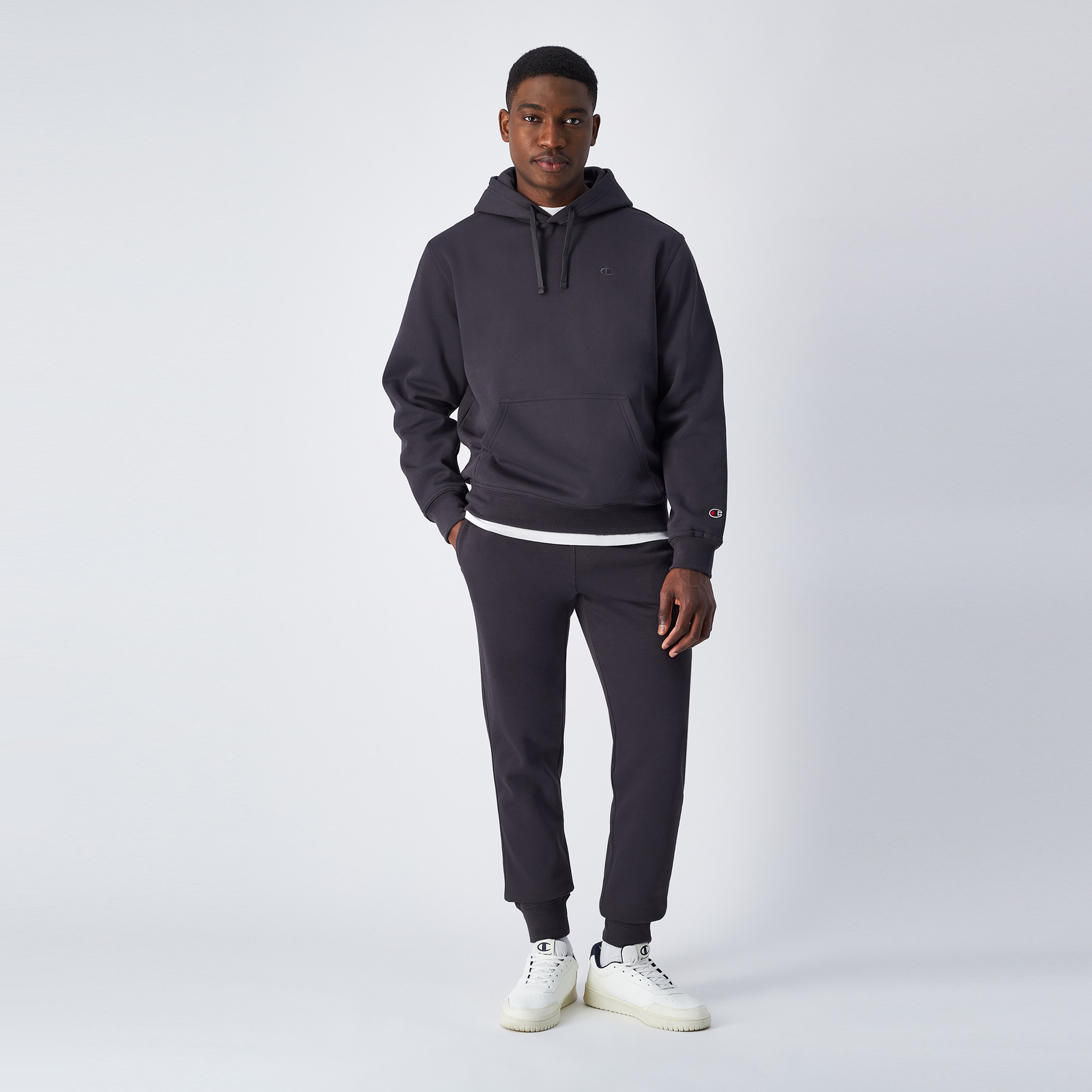 Champion Tonal Logo Fleece Erkek Siyah Hoodie