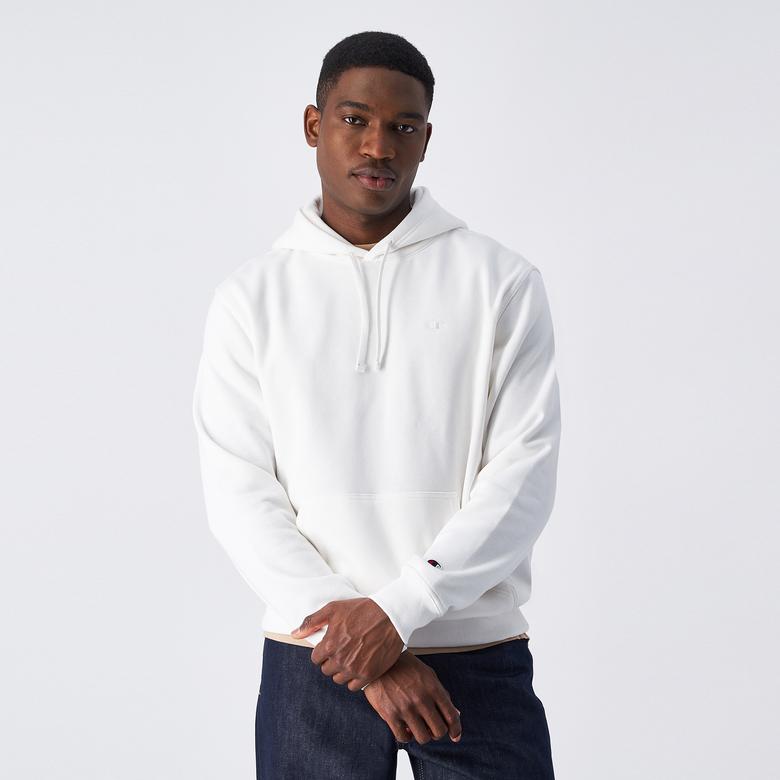 Champion Tonal Logo Fleece Erkek Beyaz Hoodie
