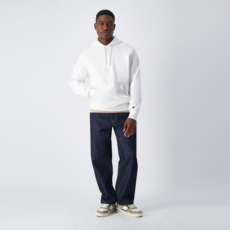 Champion Tonal Logo Fleece Erkek Beyaz Hoodie