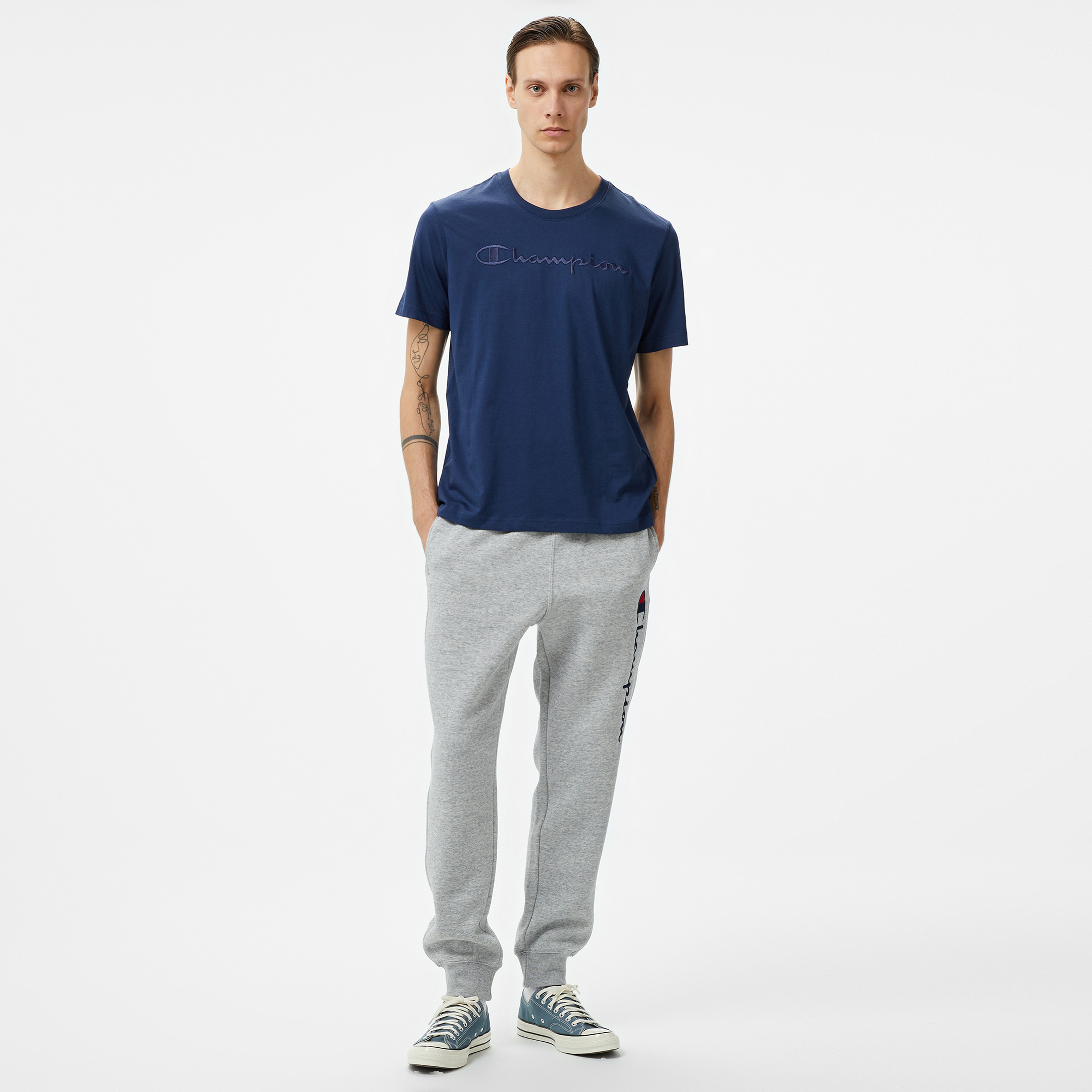 Champion Big Logo Crewneck Erkek Lacivert T-Shirt