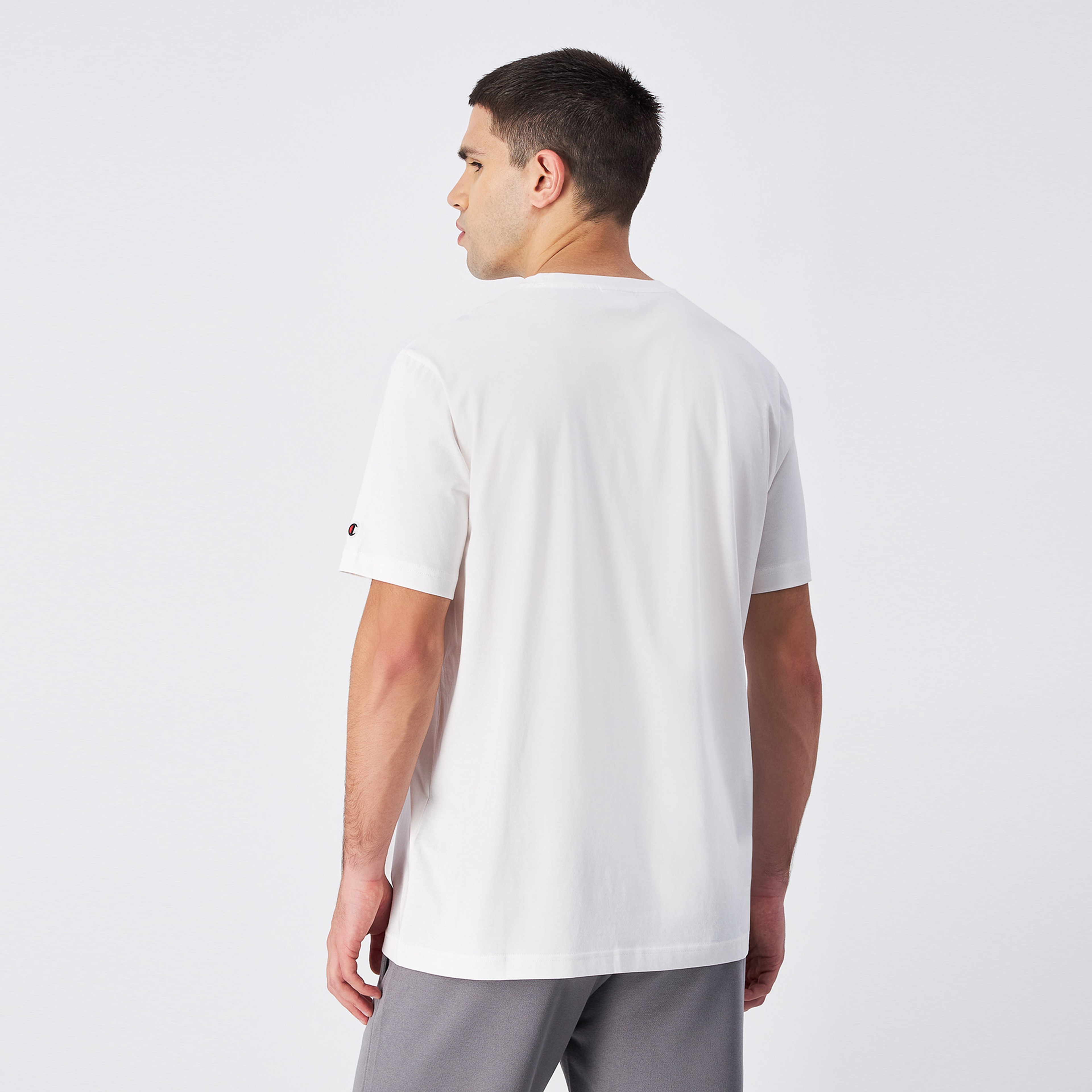 Champion Tonal Logo Crewneck Erkek Beyaz T-Shirt