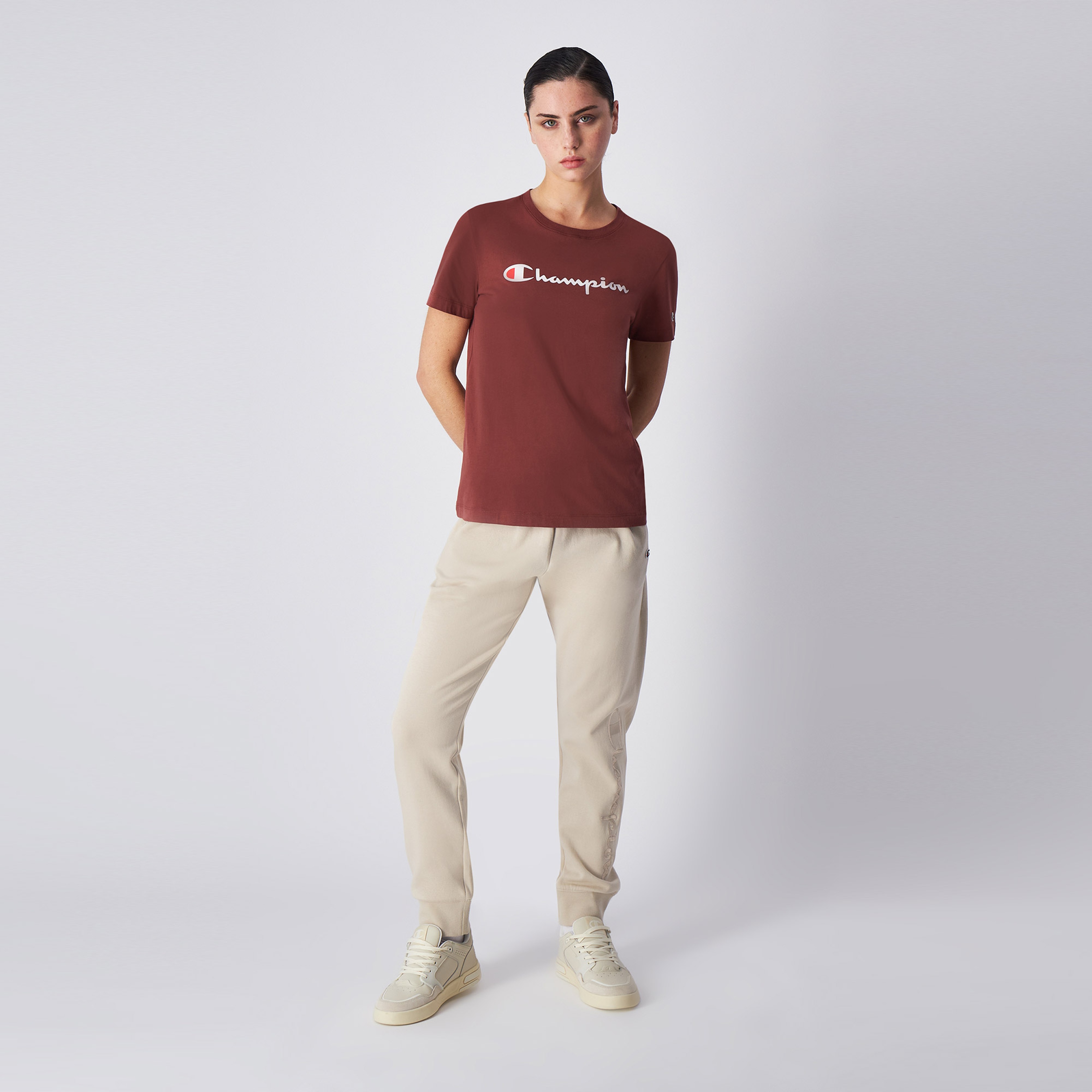 Champion Big Logo Jersey Kadın Kırmızı T-Shirt