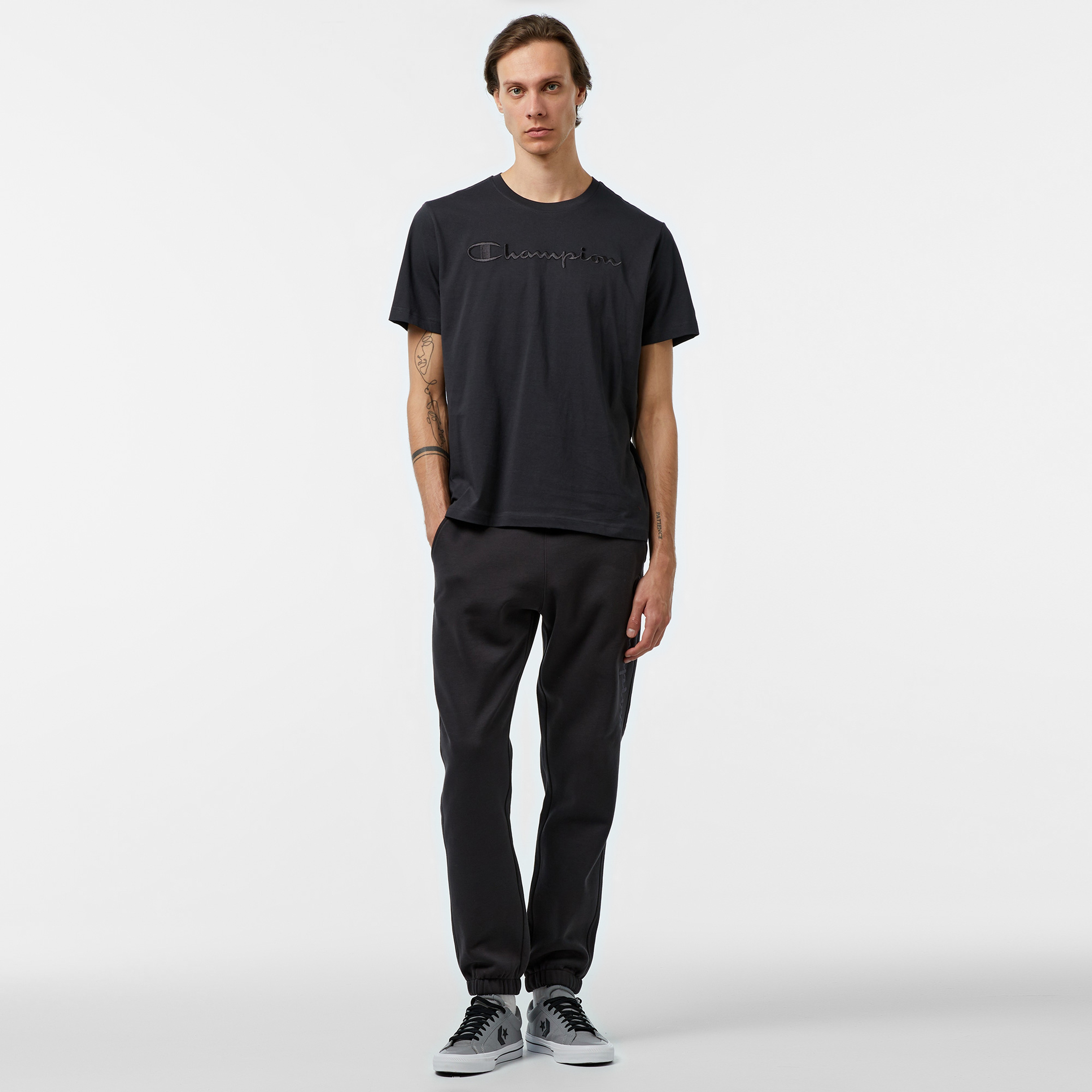 Champion Big Logo Crewneck Erkek Siyah T-Shirt