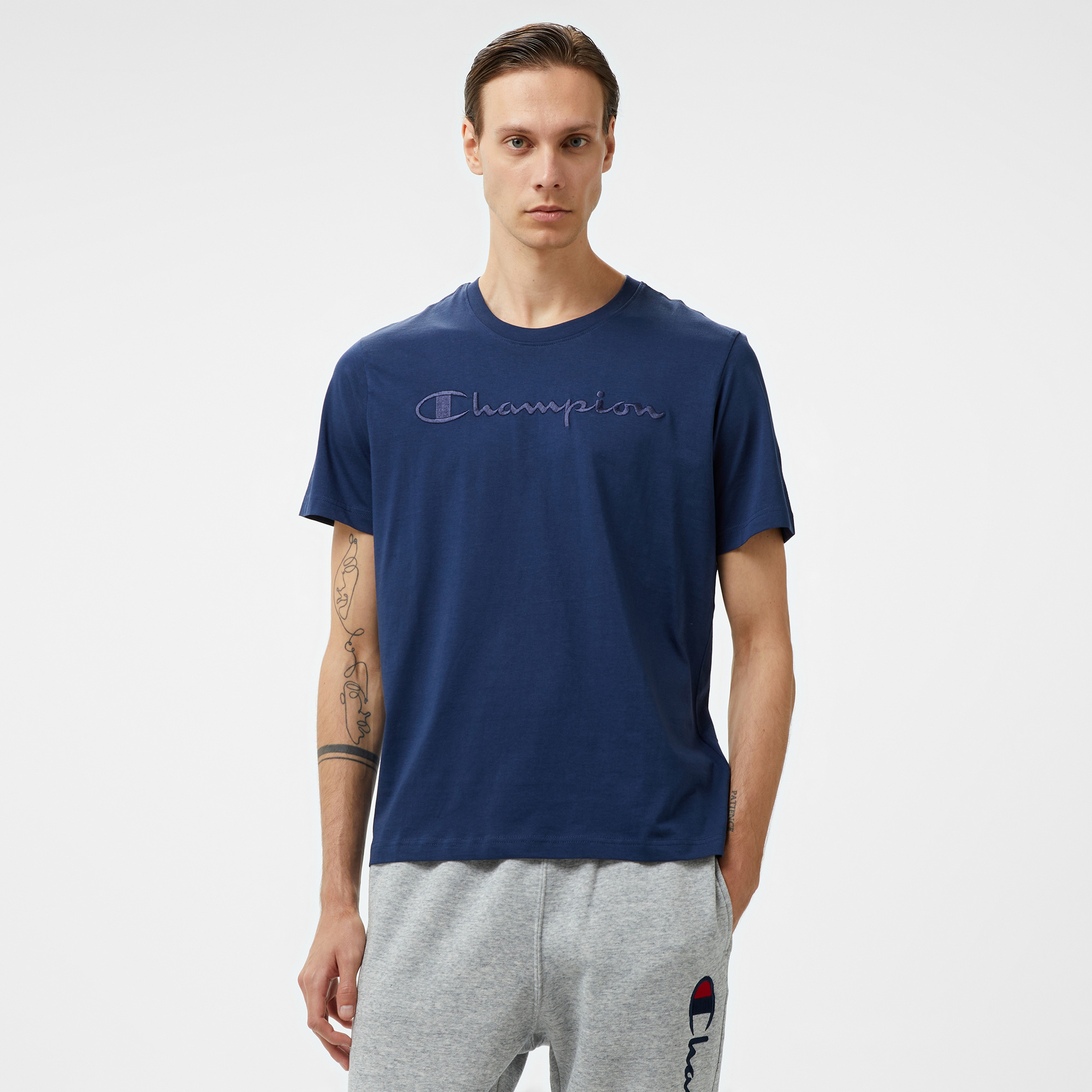 Champion Big Logo Crewneck Erkek Lacivert T-Shirt