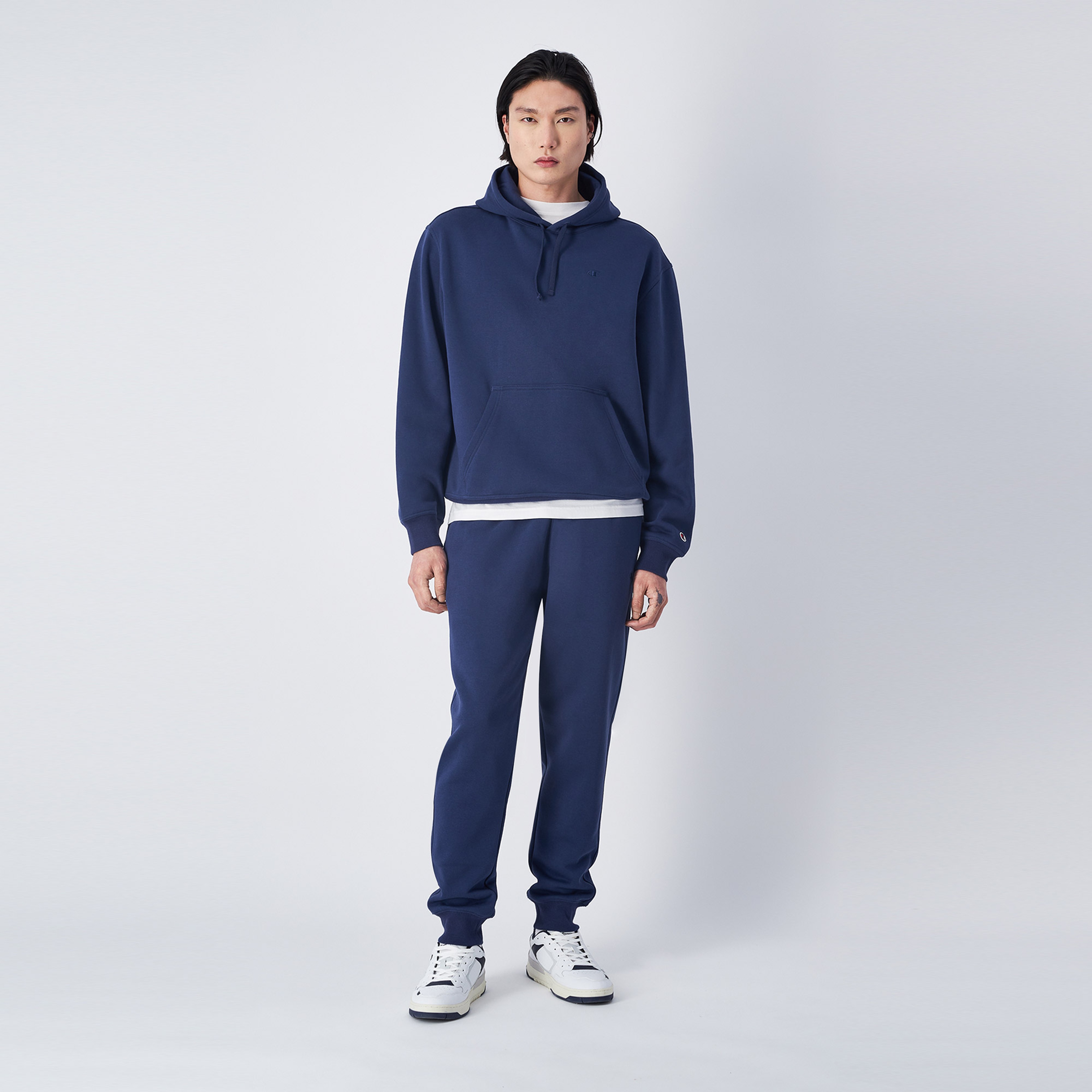 Champion Tonal Logo Fleece Erkek Lacivert Hoodie