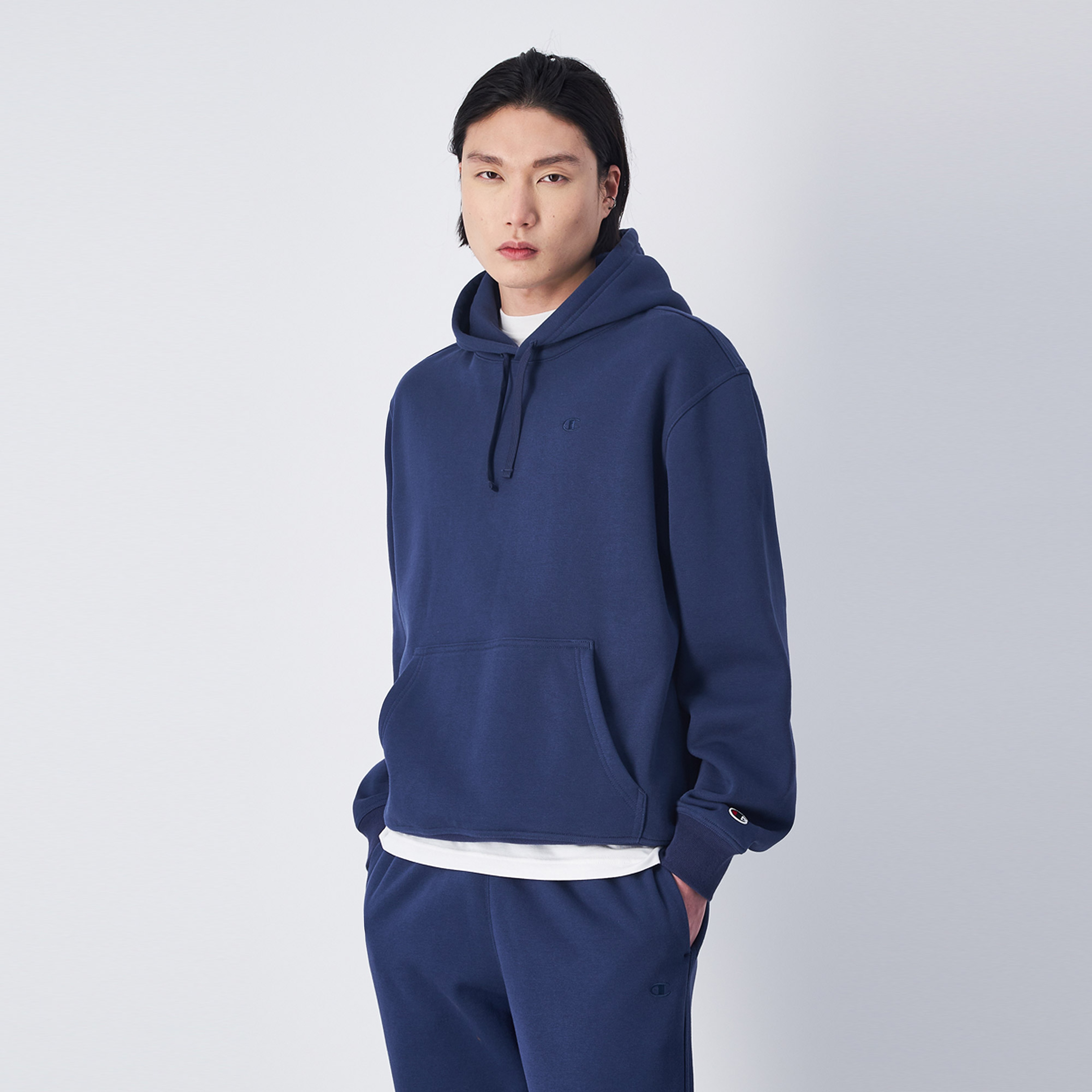 Champion Tonal Logo Fleece Erkek Lacivert Hoodie