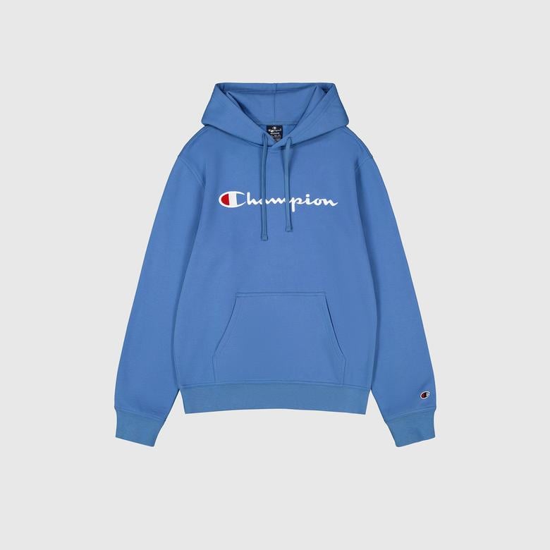 Champion Big Logo Fleece Erkek Mavi Hoodie