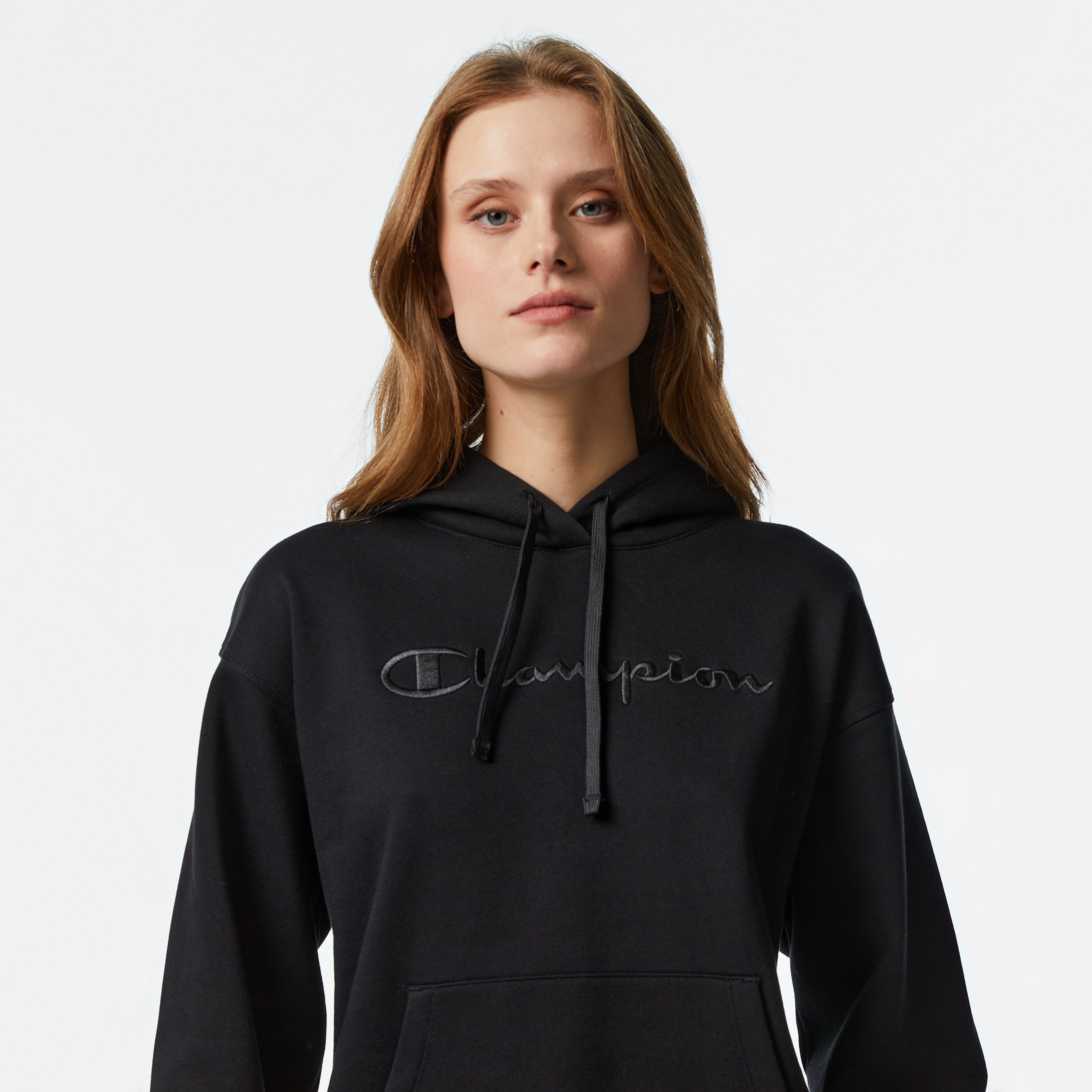 Champion Tonal Big Logo Fleece Kadın Siyah Hoodie