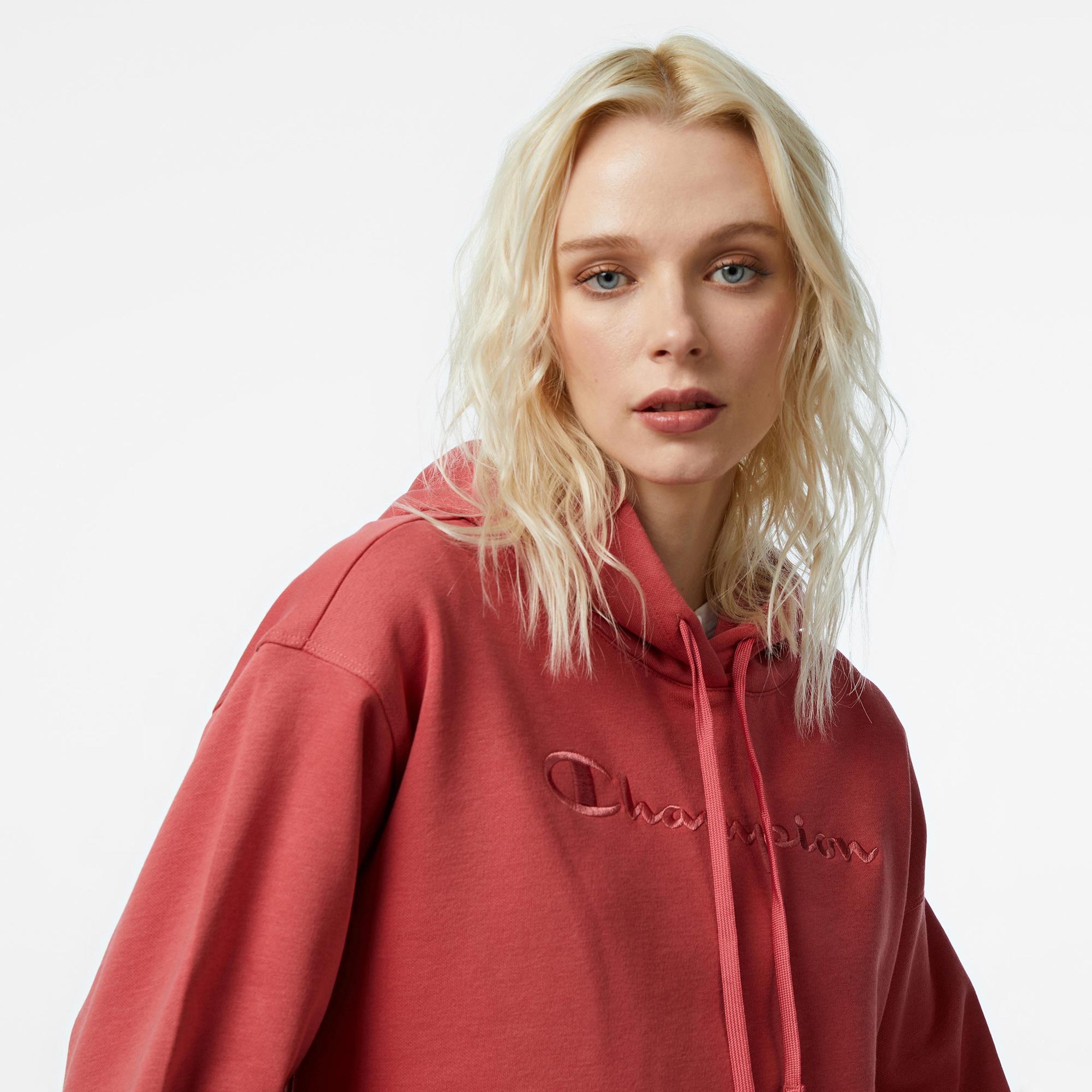 Champion Tonal Big Logo Fleece Kadın Kırmızı Hoodie