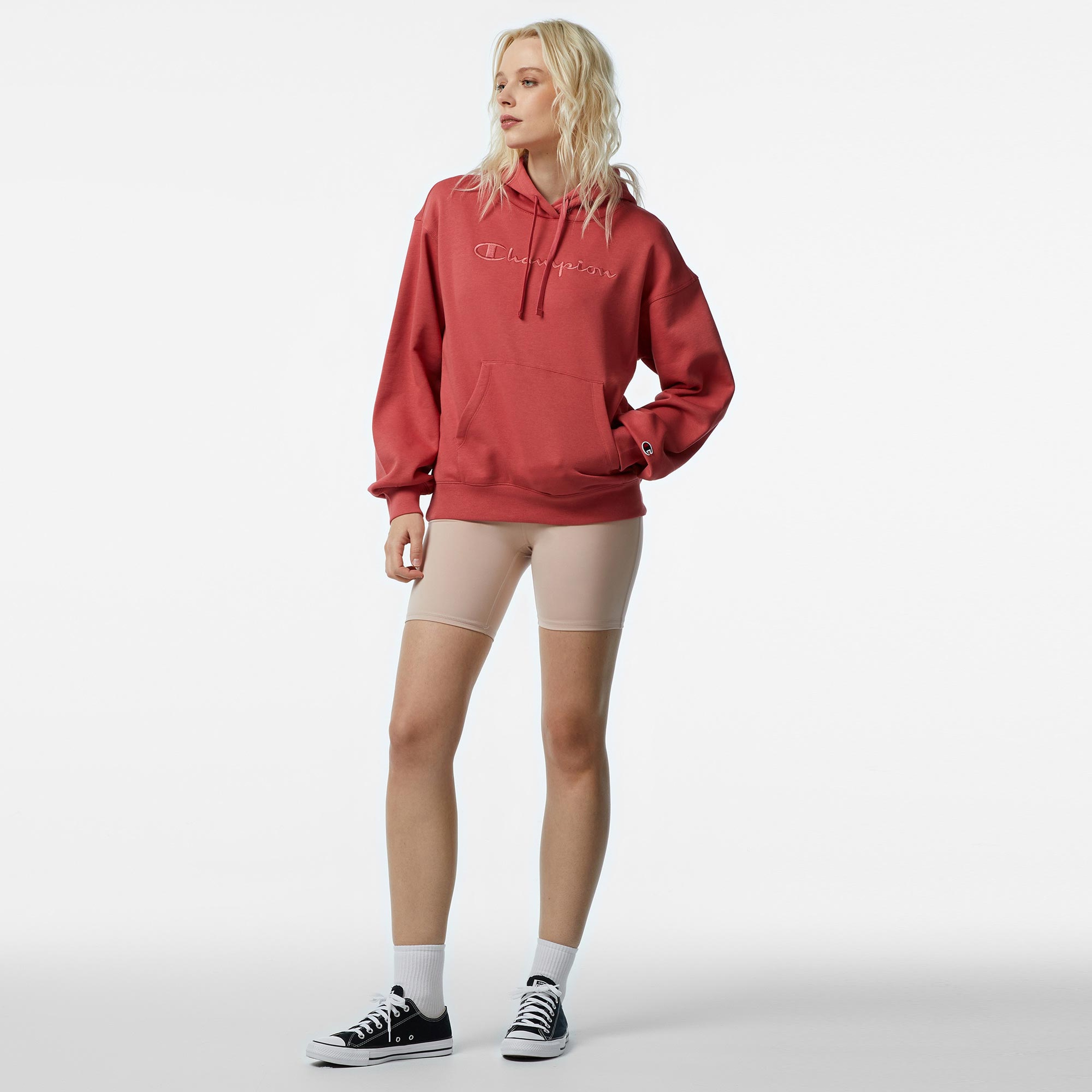 Champion Tonal Big Logo Fleece Kadın Kırmızı Hoodie