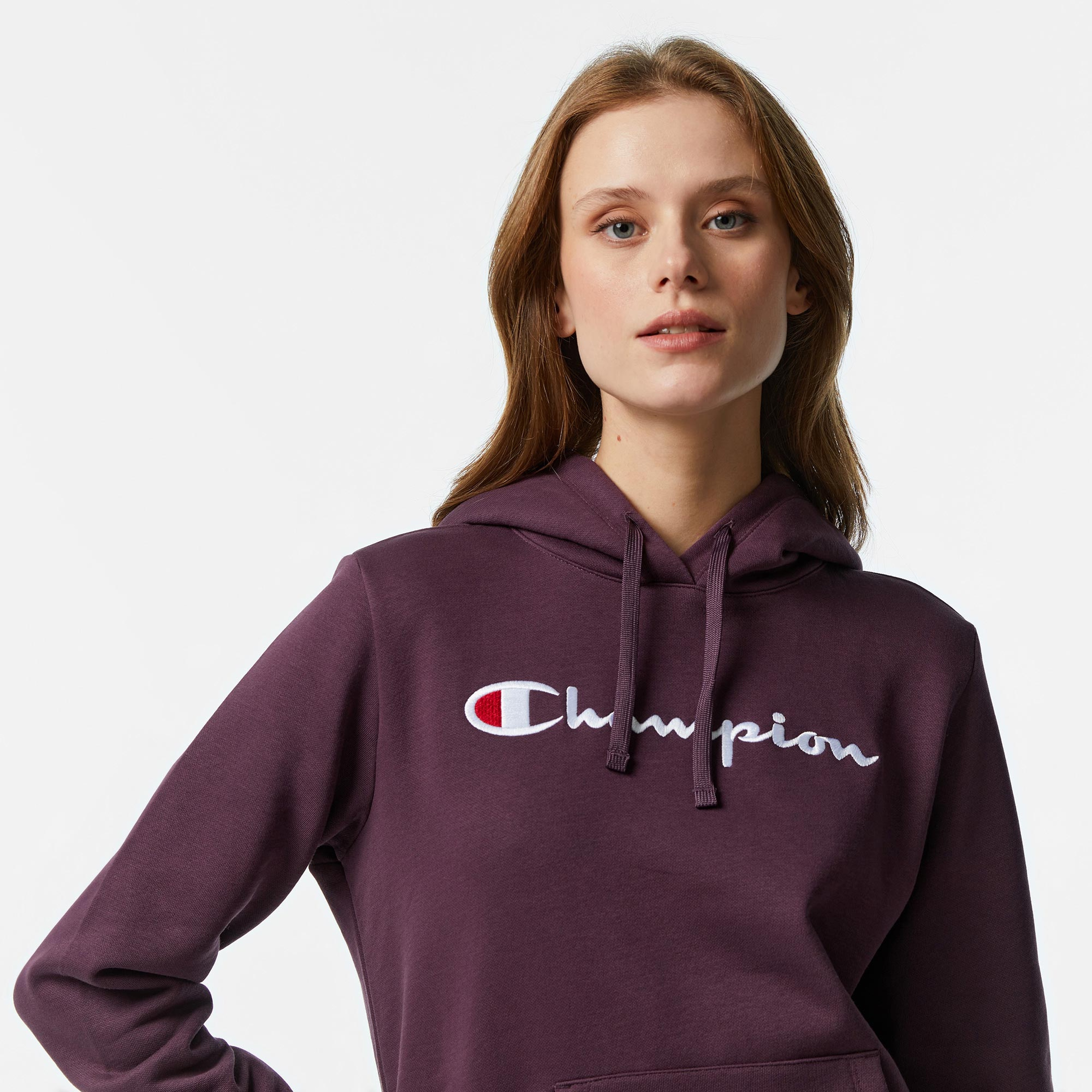 Champion Big Logo Slim Fit Kadın Mor Hoodie