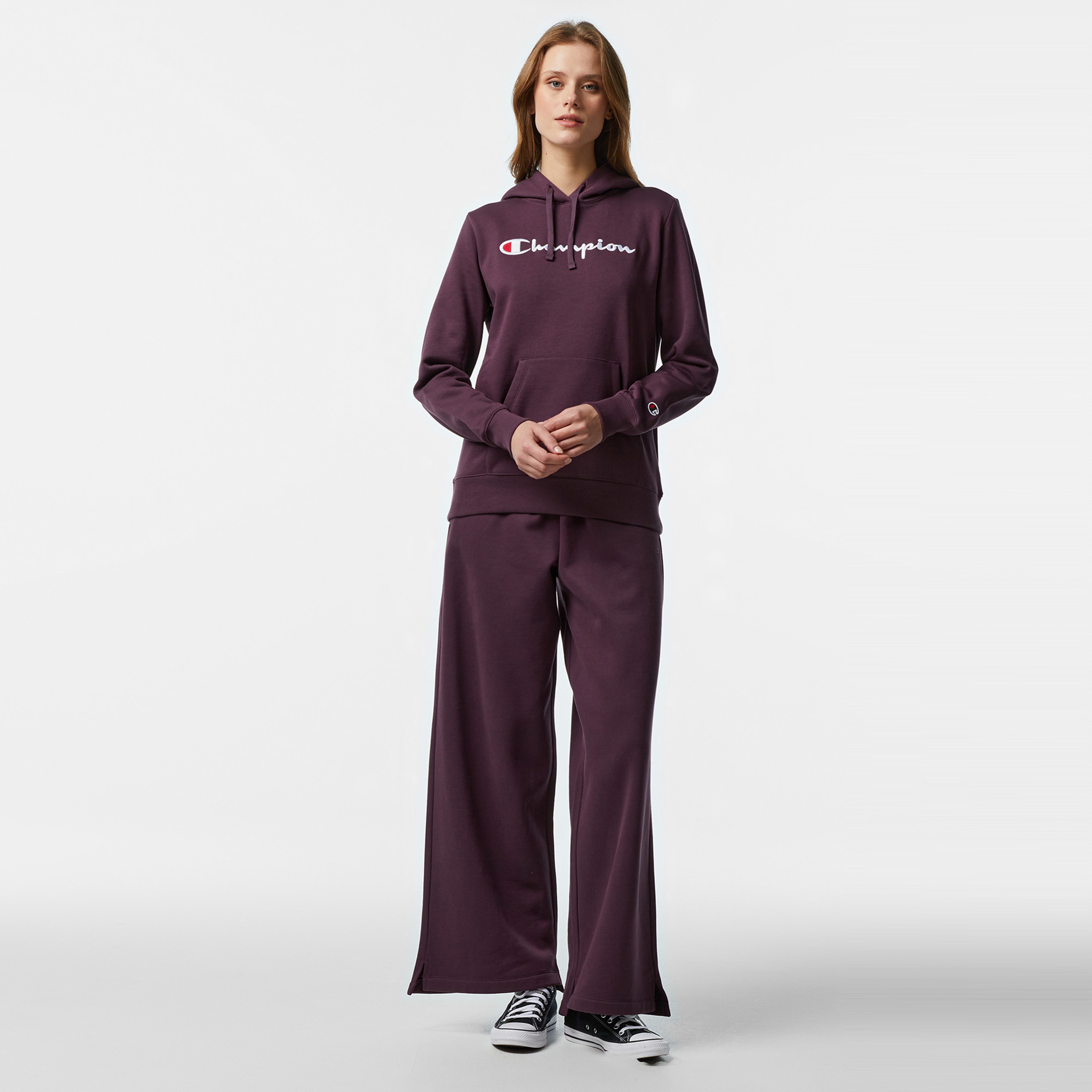 Champion Big Logo Slim Fit Kadın Mor Hoodie