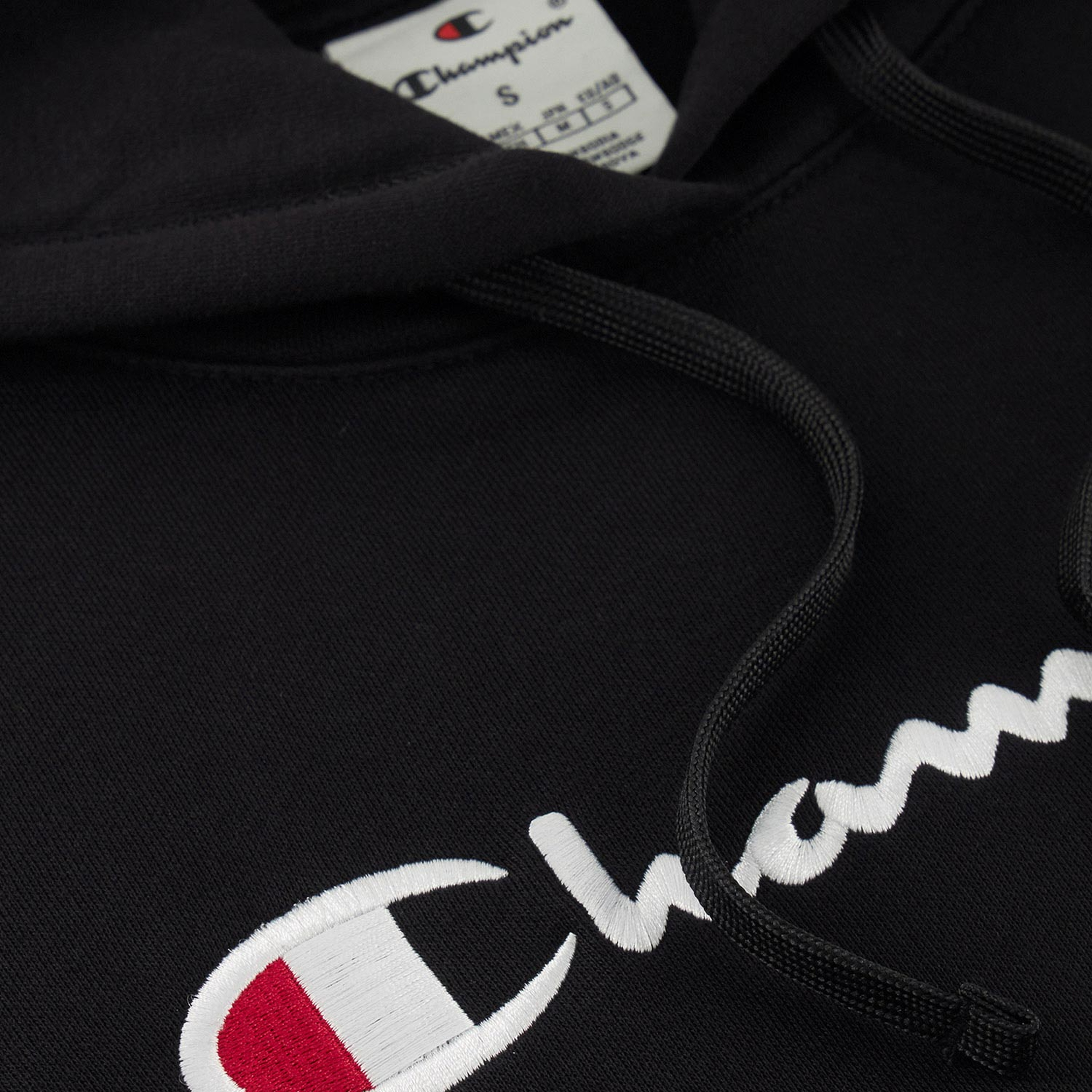 Champion Big Logo Slim Fit Kadın Siyah Hoodie