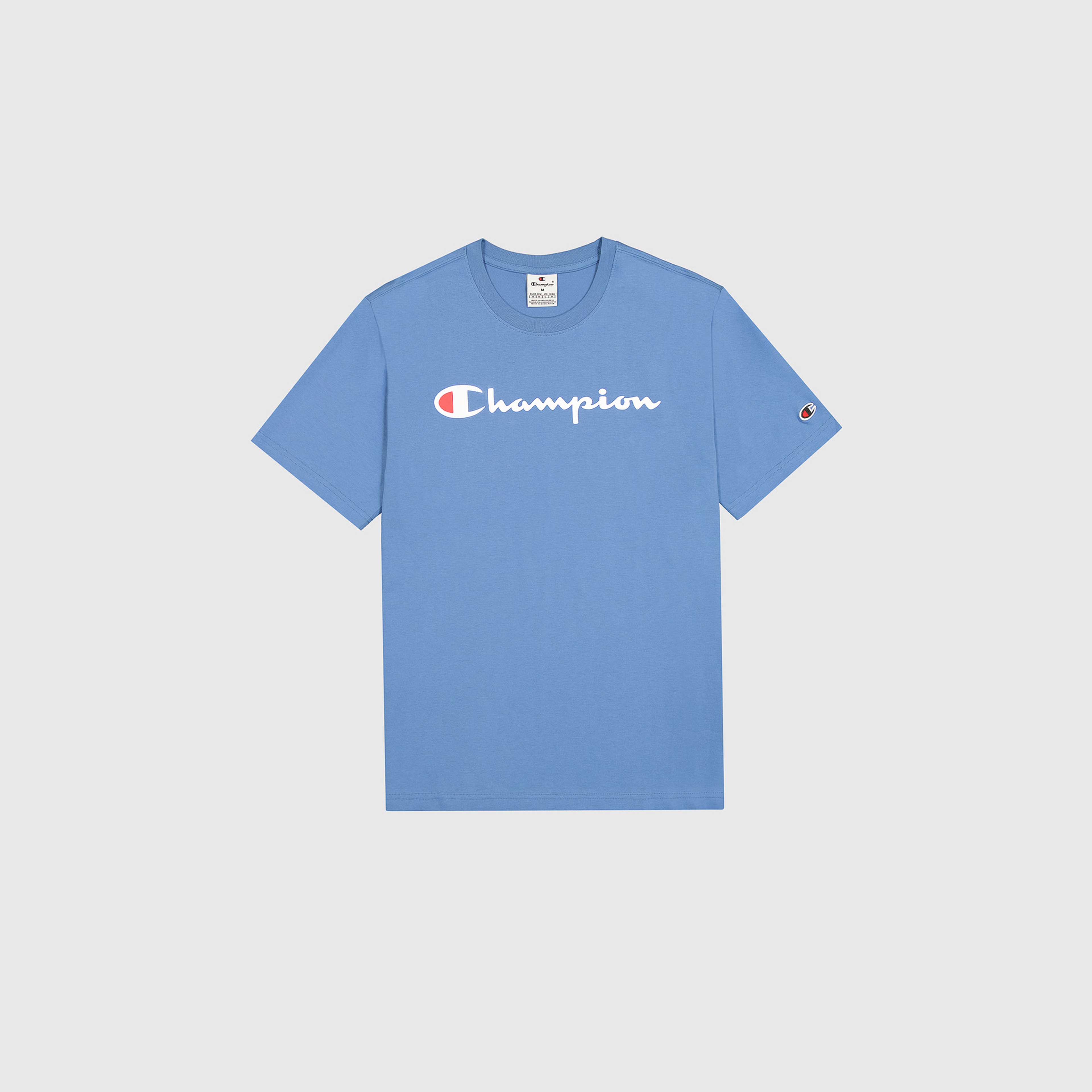 Champion Big Logo Cotton Jersey Erkek Mavi T-Shirt