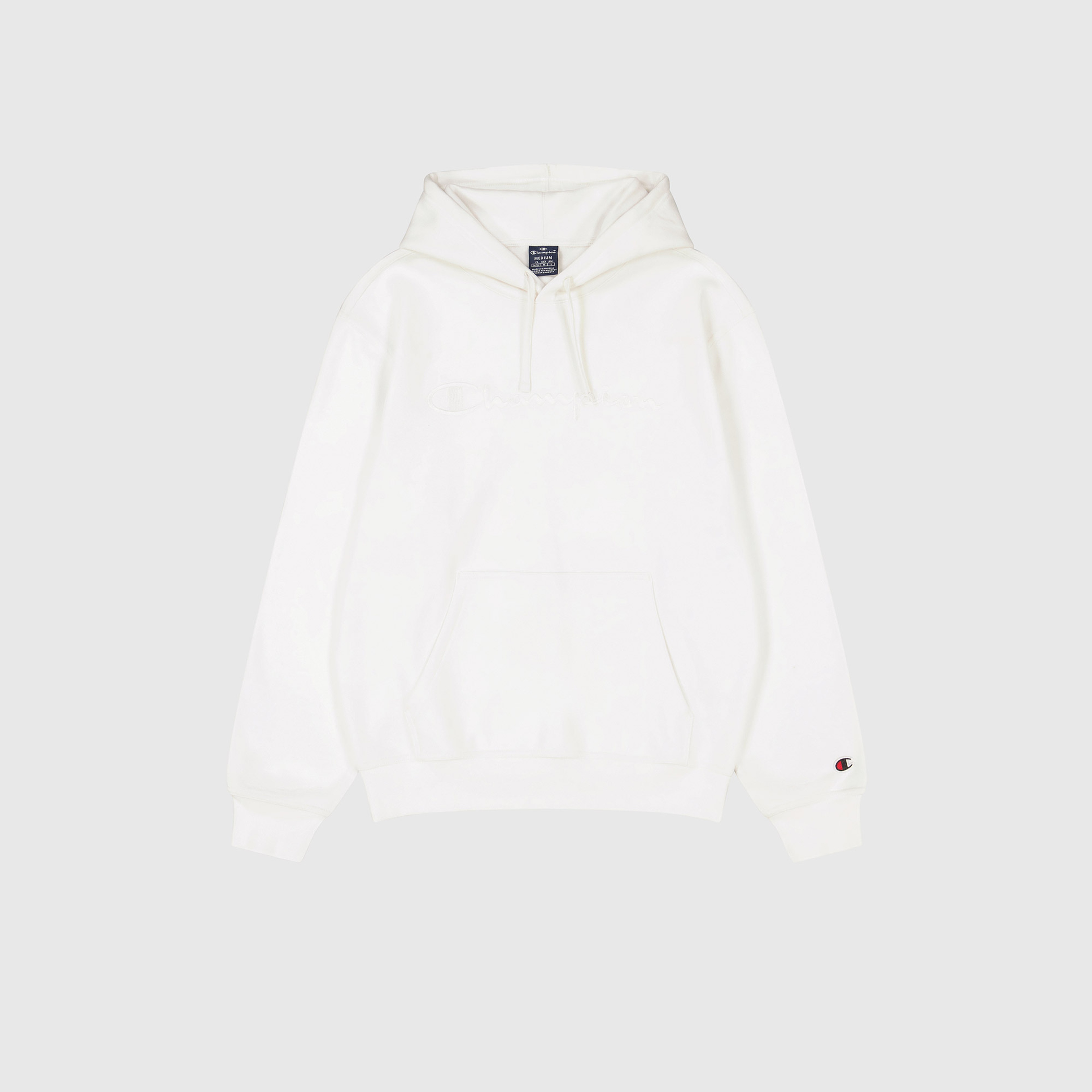 Champion Big Logo Fleece Erkek Beyaz Hoodie