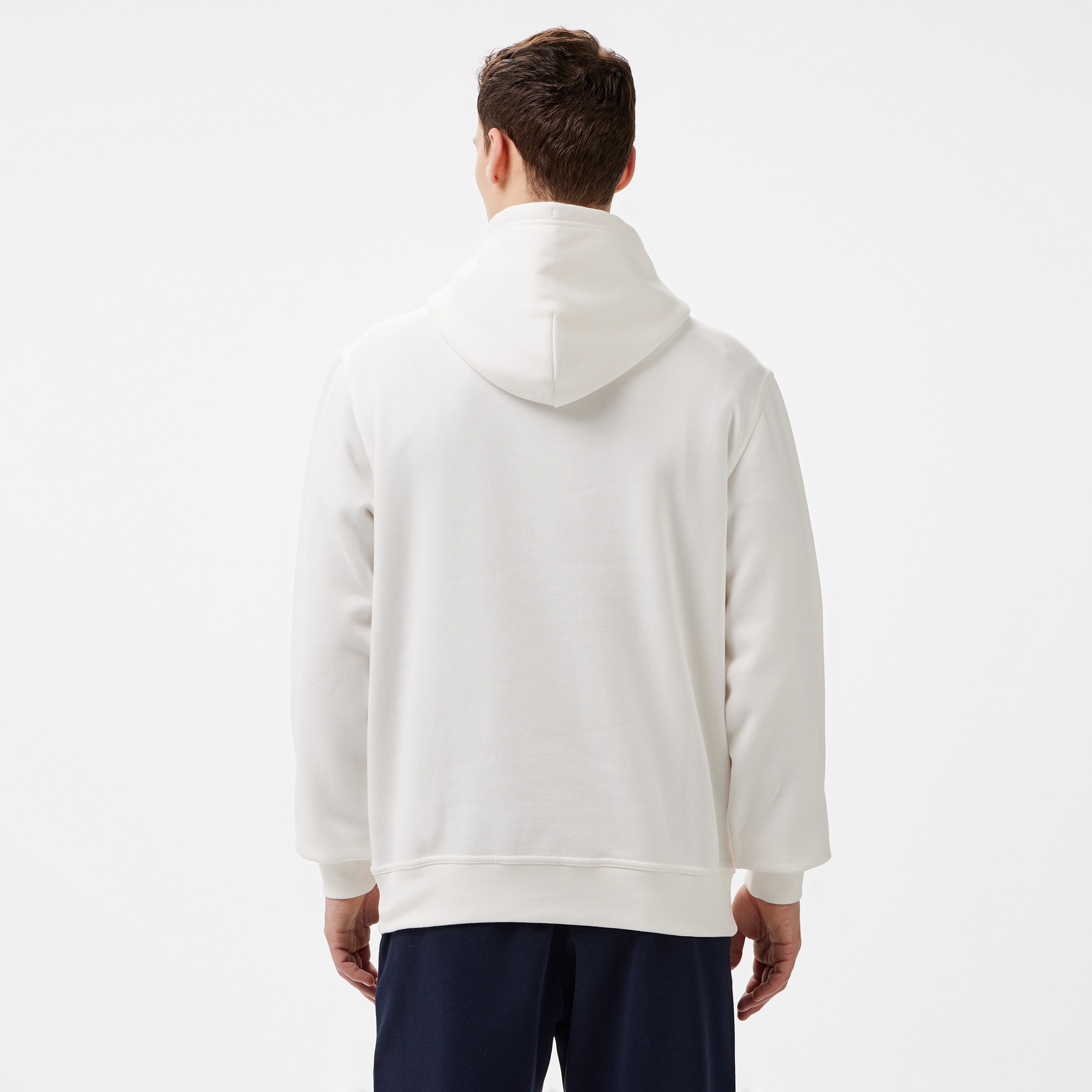 Champion Big Logo Fleece Erkek Beyaz Hoodie