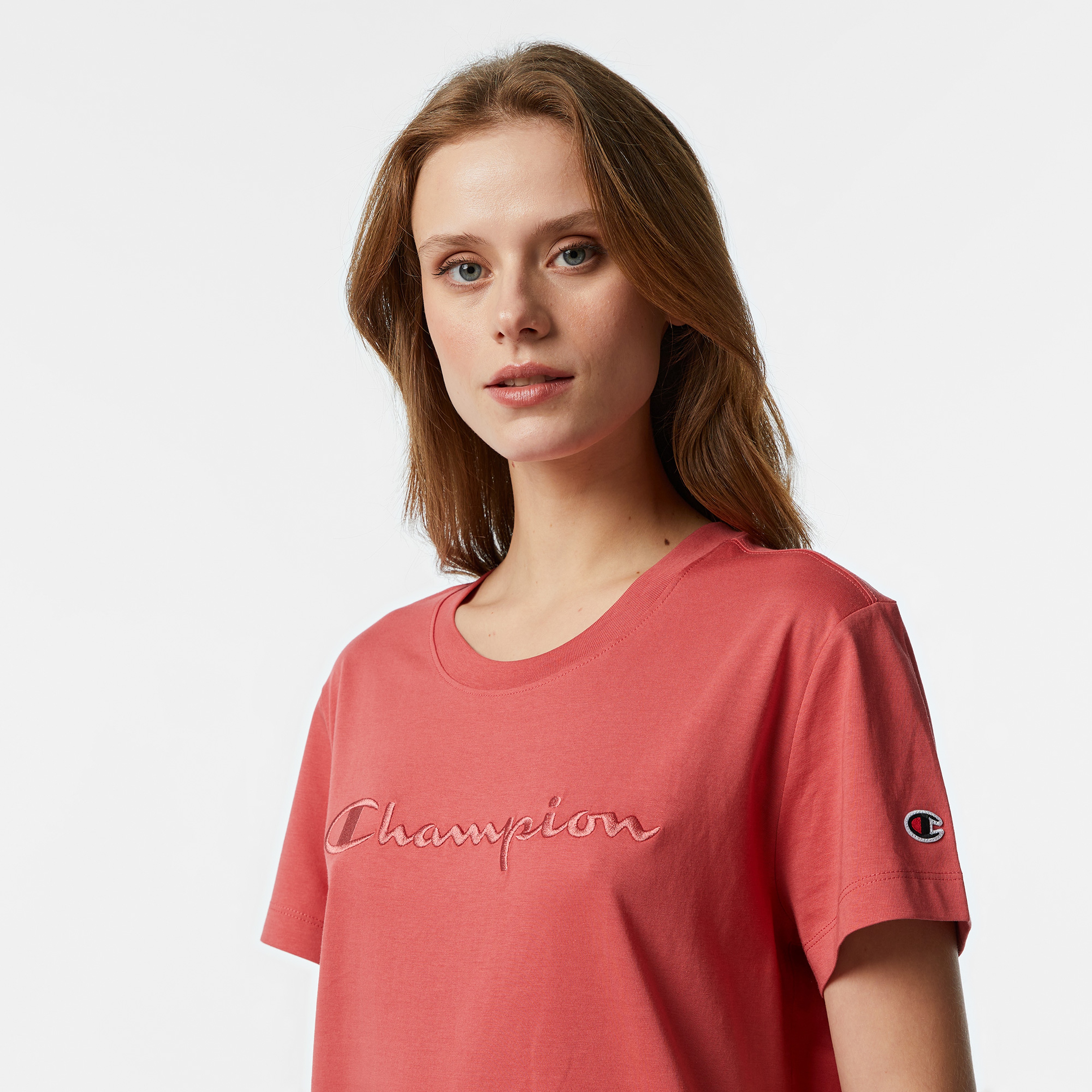 Champion Tonal Big Logo Jersey Kadın Kırmızı T-Shirt